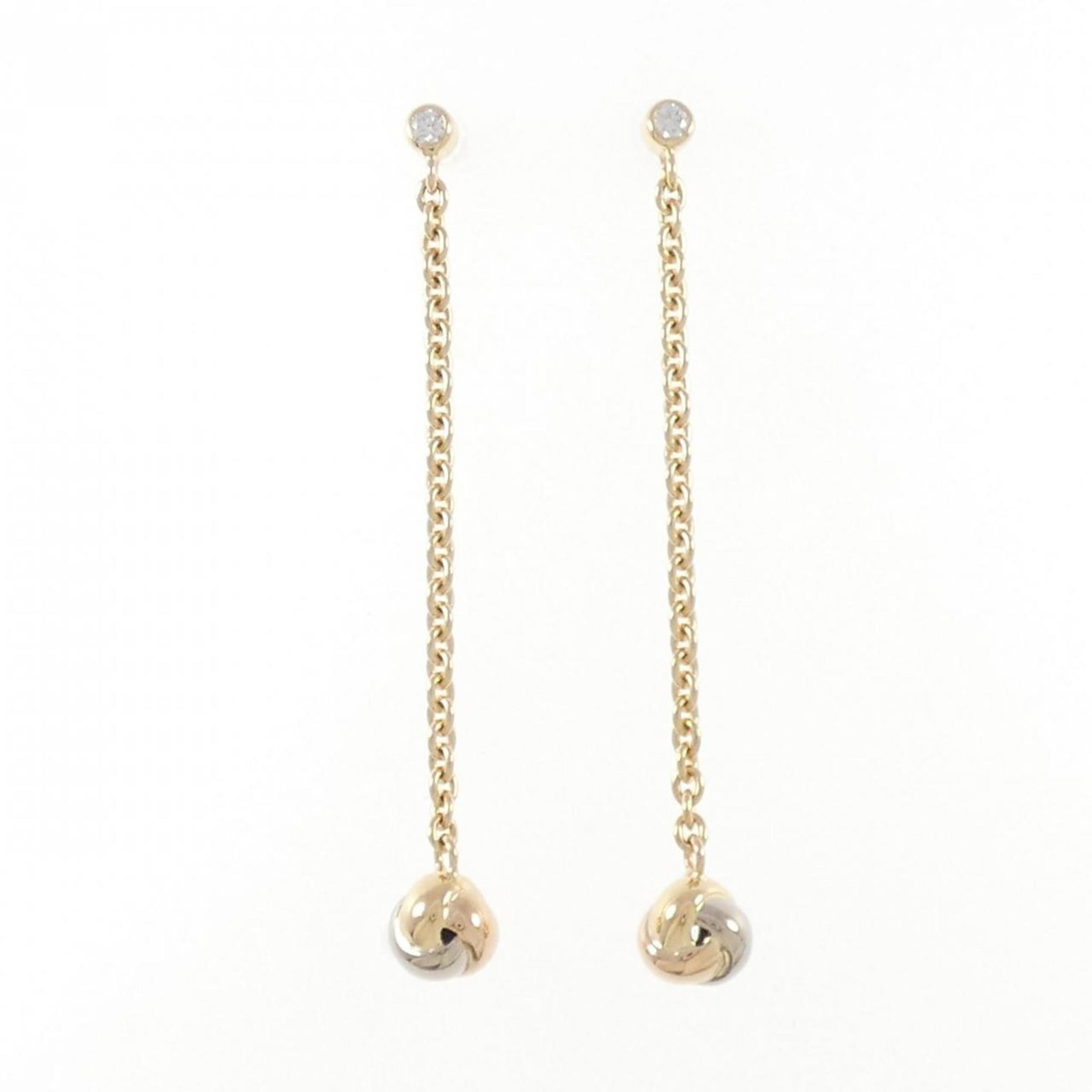 Cartier Stud Earrings Pink Gold (18K) White Gold (18K) Yellow Gold (18K): Cartier Stud Earrings Pink Gold (18K) White Gold (18K) Yellow Gold (18K) Stud earrings in pink gold, white gold, and yellow gold, featuring diamonds with dimensions 53.70mm x 6.70mm. The items are