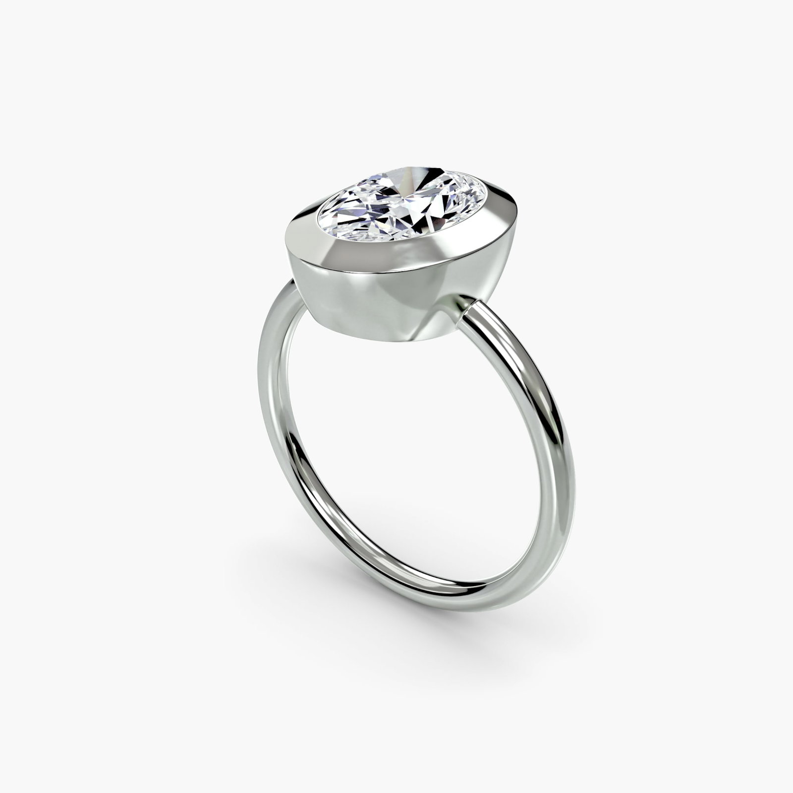 Solitaire Oval 950 Platinum Ring Setting - 5
