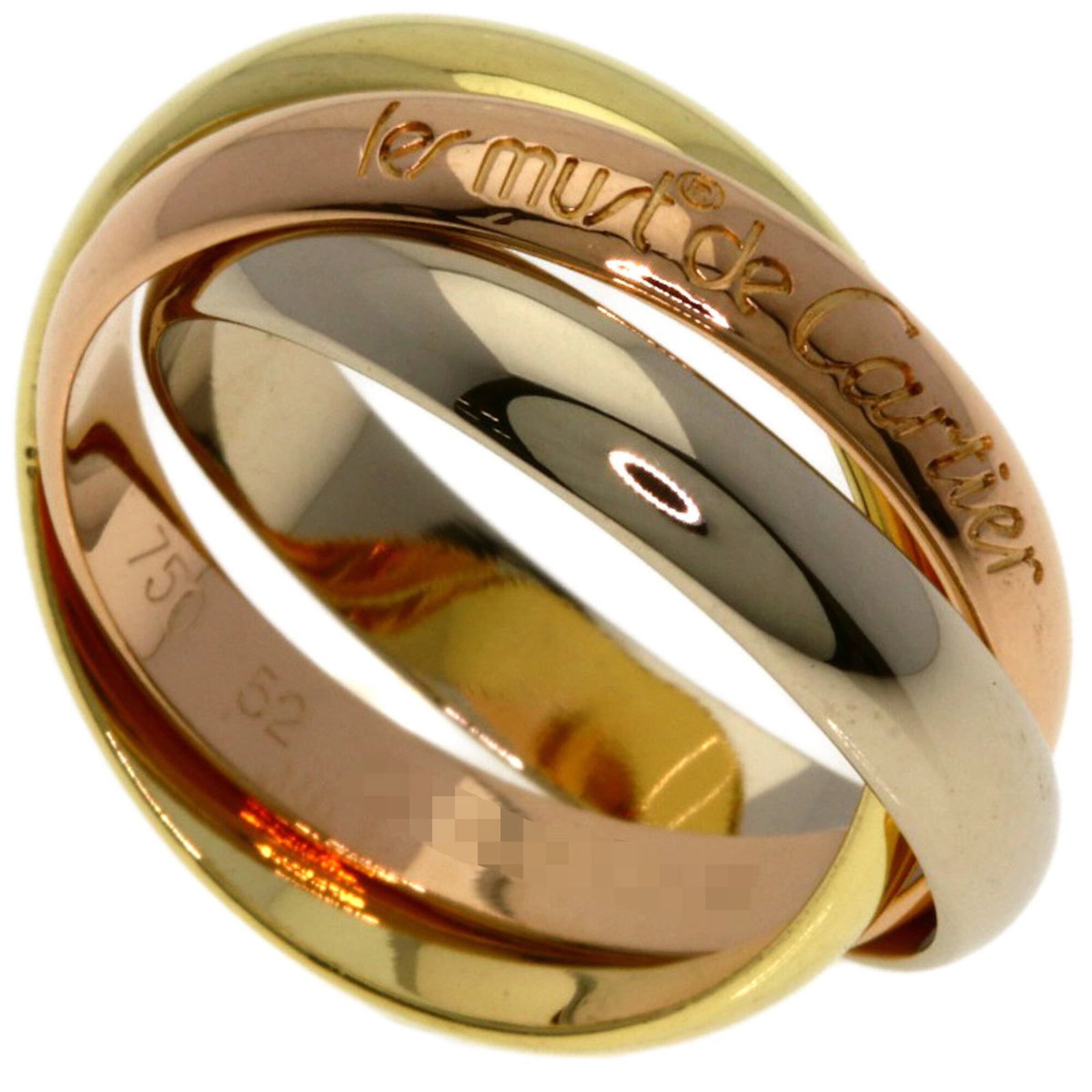 Cartier Pink 18k White 18k Yellow Gold Ring Band: Cartier Pink 18k White 18k Yellow Gold Ring Band Pink Gold (18K) and White Gold (18K), Yellow Gold (18K) blend in this elegant Cartier band ring, showcasing a unique combination of materials. The ring