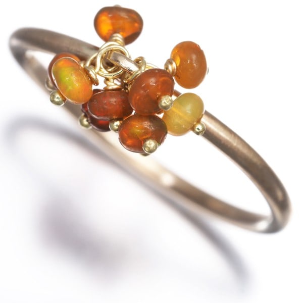 Textured Ring in 416 Yellow Gold with Opal (1 of 4)
