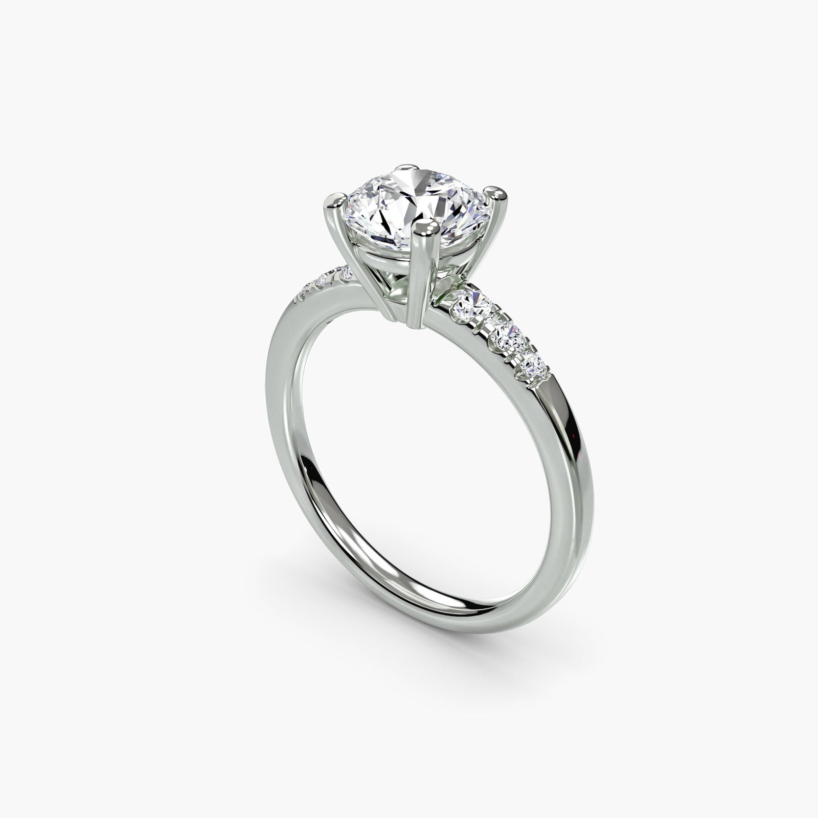 Solitaire Round 14Kt White Gold Ring Setting - 5
