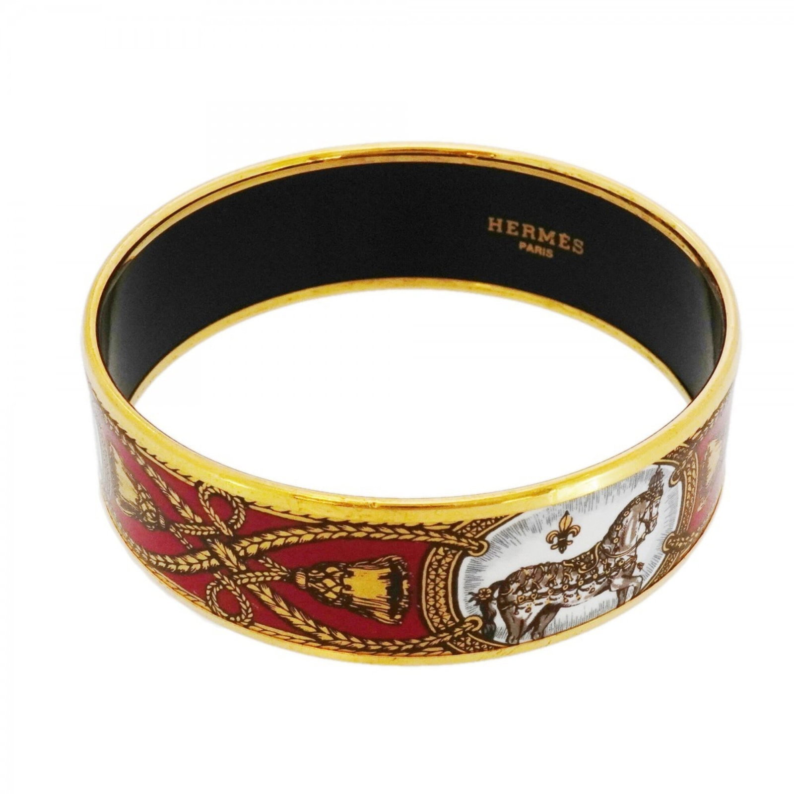 Hermes Bangle Gold Plating: Hermes Bangle Gold Plating Gold Plating Bangle from Hermes, featuring multi-color details and a durable gold plating finish. The bangle measures 19cm in length and shows signs of gentle use, with mino