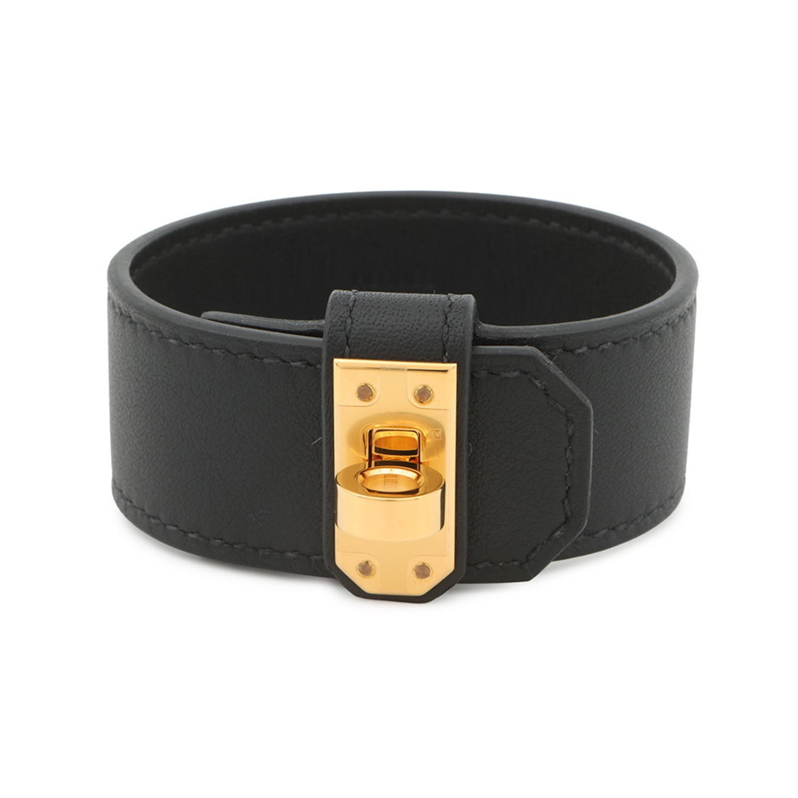 Hermes Leather Charm Swift Bracelet: Hermes Leather Charm Swift Bracelet Swift leather charm bracelet from iconic brand Hermes, featuring sleek black design with T2 size and 15cm length. This mint condition like new item boasts premium m