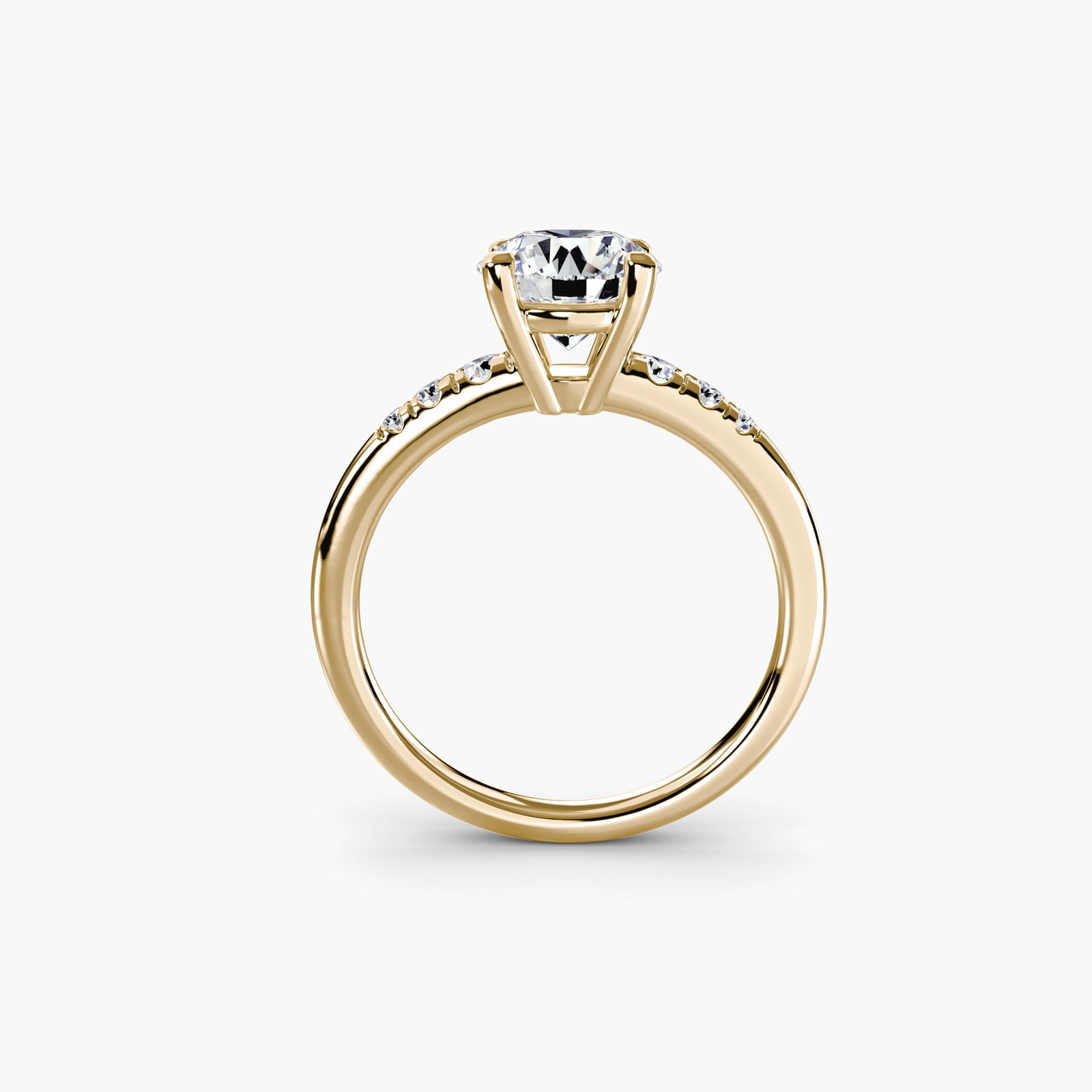 Solitaire Round 18Kt Yellow Gold Ring Setting: Solitaire Round 18Kt Yellow Gold Ring Setting 18Kt Yellow Gold Solitaire Ring Setting. This elegant ring setting boasts a round design, 2mm band width, and a substantial metal weight of 3.18 grams.