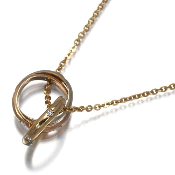Cartier Necklace Diamond Trinity 3Color 18K 750 Yellow White Rose Gold: Cartier Necklace Diamond Trinity 3Color 18K 750 Yellow White Rose Gold Cartier's iconic Trinity necklace showcases its signature multi-tone gold design, blending 18k yellow and white gold with rose go