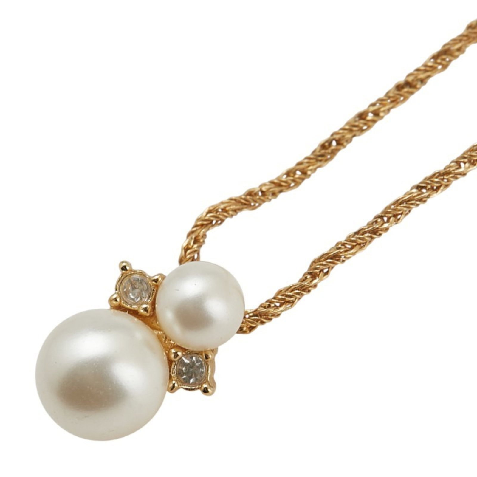 Pendant necklace gold plated with faux pearls and rhinestones for women: Pendant necklace gold plated with faux pearls and rhinestones for women Gold plated pendant necklace with faux pearls and rhinestones, featuring a 44 cm adjustable neck circumference. The 13mm x 9.2mm