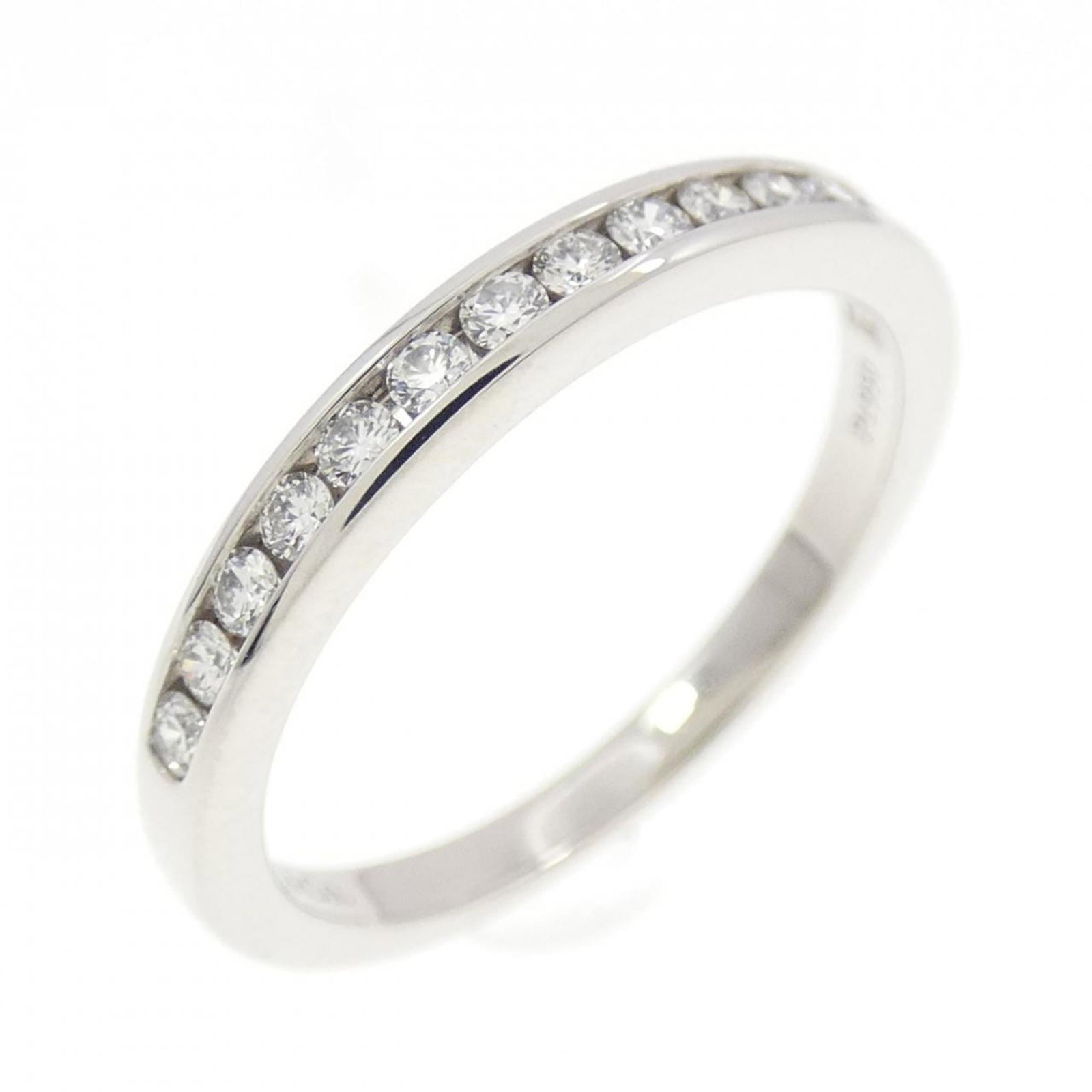 Platinum ring by Tiffany band: Platinum ring by Tiffany band Platinum ring by Tiffany features a diamond stone set in a high-quality band. The item has some minor scratches and dirt, but remains in very good condition overall. It b