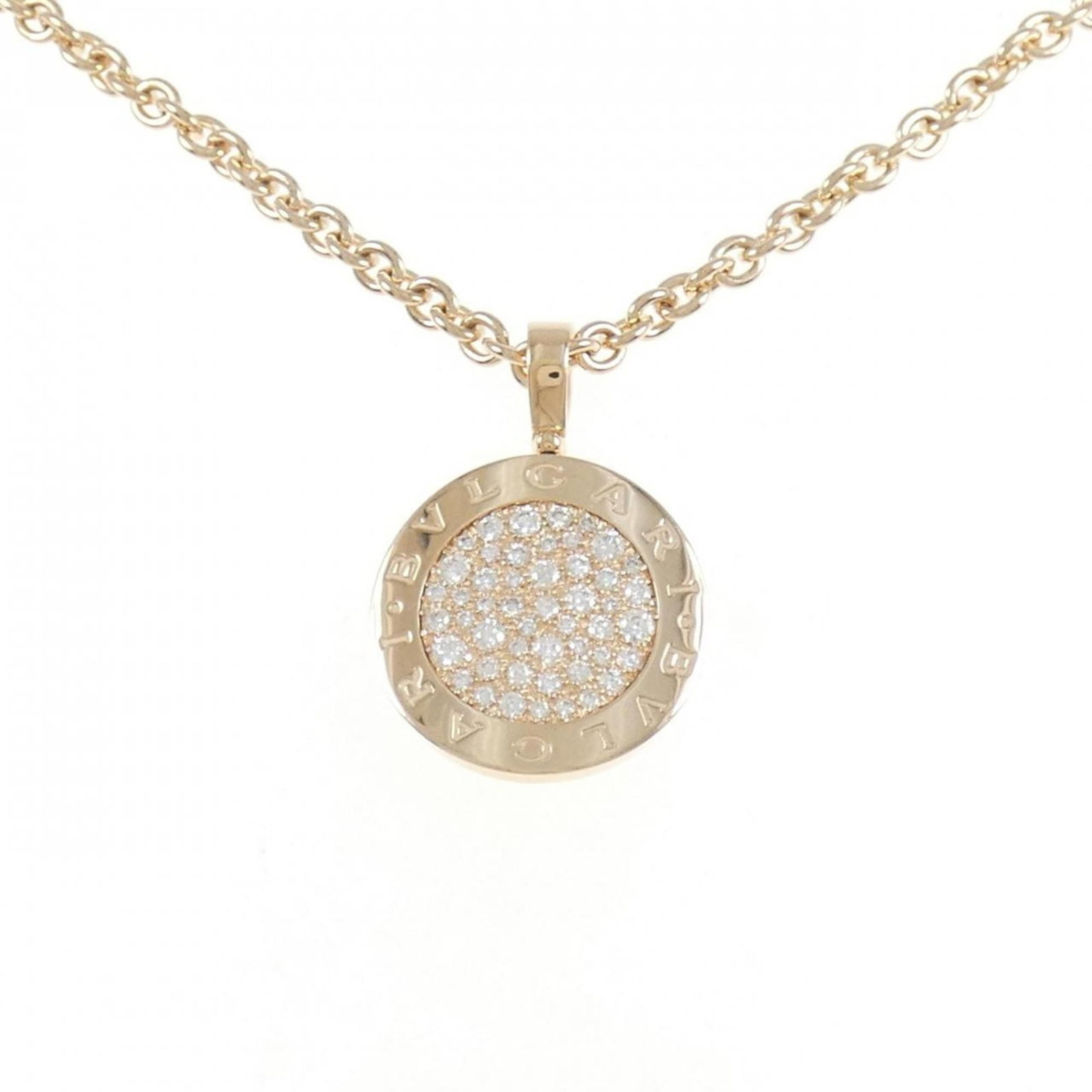 Bvlgari Necklace: Bvlgari Necklace Pink Gold (18K) Bvlgari Necklace with Diamond Pendant. This elegant necklace features a stunning diamond pendant suspended from a pink gold chain, available in sizes 40-49 cm to fit v