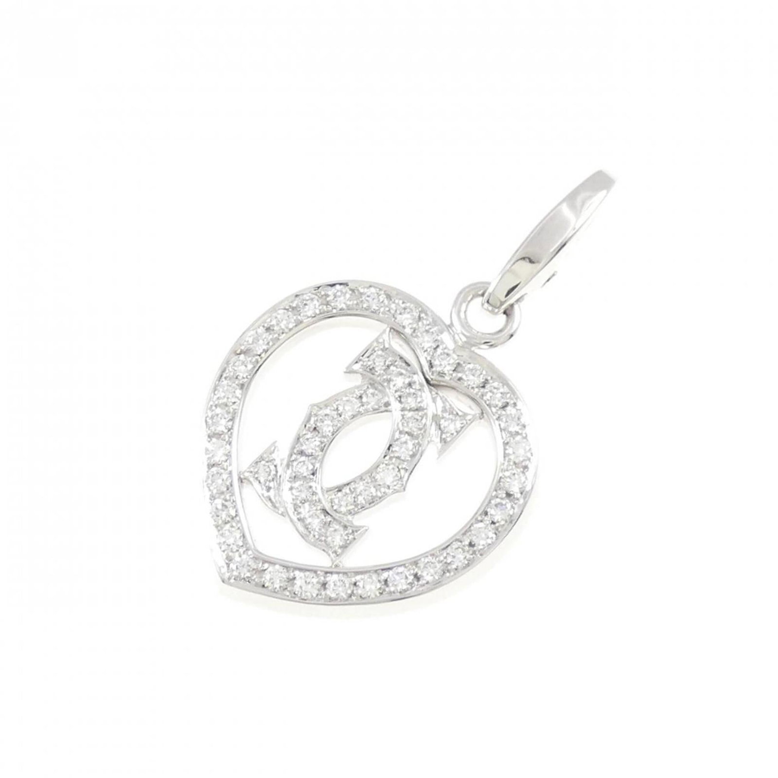 Cartier Necklace Charm White Gold (18K): Cartier Necklace Charm White Gold (18K) Cartier Necklace Charm White Gold (18K) features a beautiful diamond stone, measuring 30.90mm x 18.30mm, set in white gold (18K). The charm has some traces of