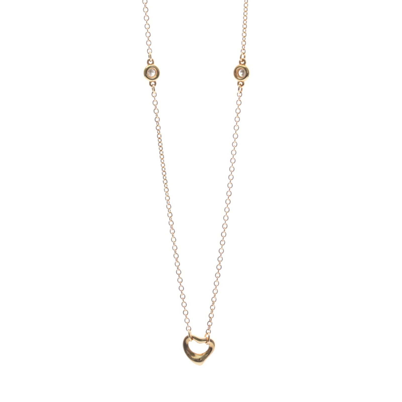 Tiffany By The Yard Open Heart Necklace Pink Gold (18K) Diamond Menwomen Fashion Pendant Necklace (1 of 16)