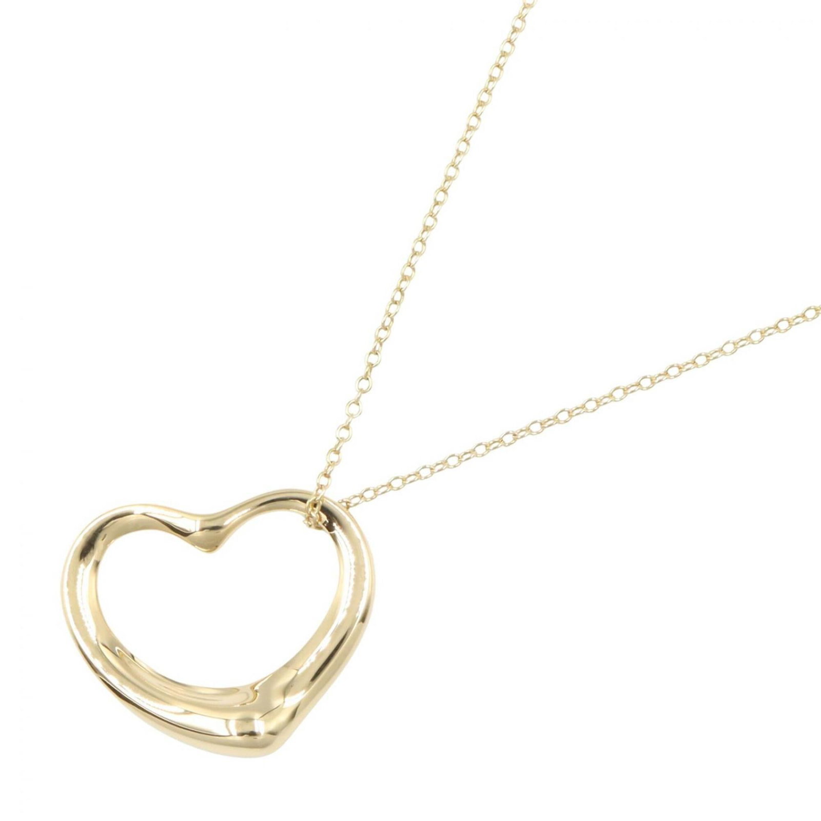 Women's Jewelry Gold Tone 18K Yellow Gold Necklace Open Heart Tiffany & Co: Women's Jewelry Gold Tone 18K Yellow Gold Necklace Open Heart Tiffany & Co Tiffany & Co's iconic gold tone 18K yellow gold necklace features an open heart pendant, measuring 20mm x 21mm. The necklace 
