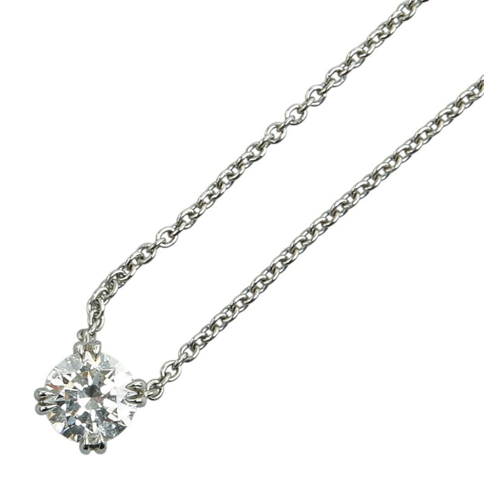 Harry Winston Round Cut Solitaire Necklace Pidprd005Si Pt950 Platinum Women'S Harry Winston: Harry Winston Round Cut Solitaire Necklace Pidprd005Si Pt950 Platinum Women'S Harry Winston Platinum pendant featuring a stunning round cut solitaire diamond, measuring 5.3mm x 5.4mm, suspended from a