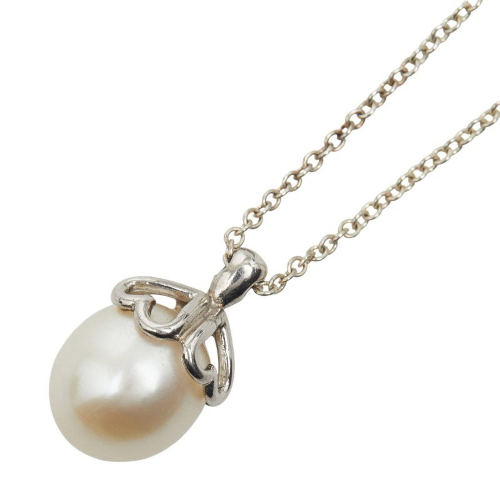 Open Heart Necklace Sv925 Silver With Women's Pearl Tiffany: Open Heart Necklace Sv925 Silver With Women's Pearl Tiffany Silver 925 Open Heart Necklace with Women's Pearl Pendant, featuring a classic Tiffany design. The necklace boasts a beautiful silver 925 ch