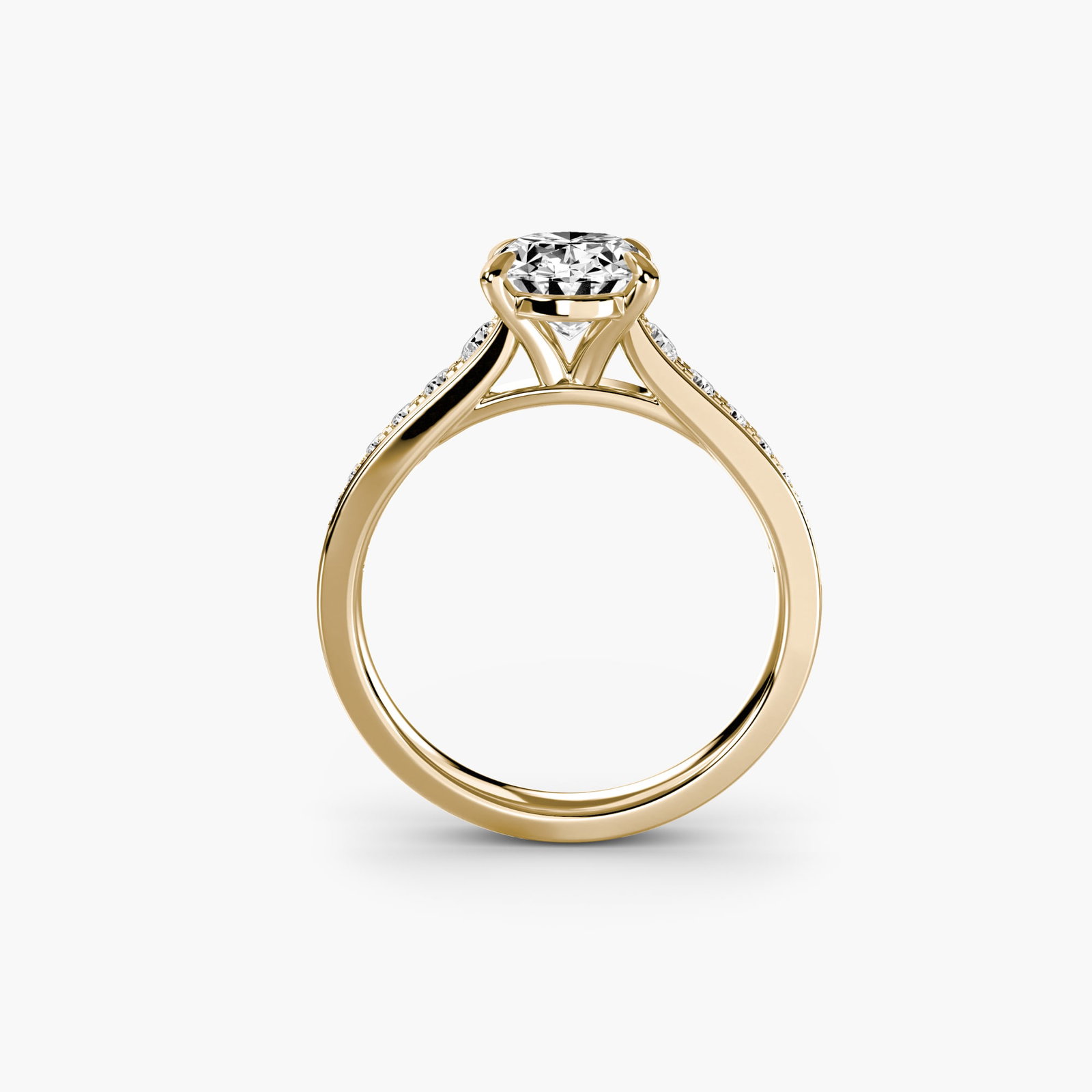 Pave Oval 14Kt Yellow Gold Ring Setting: Pave Oval 14Kt Yellow Gold Ring Setting Pave Oval 14Kt Yellow Gold Ring Setting features a stunning oval ring with 16 side stones totaling 0.283 carats, showcasing exceptional craftsmanship and attent