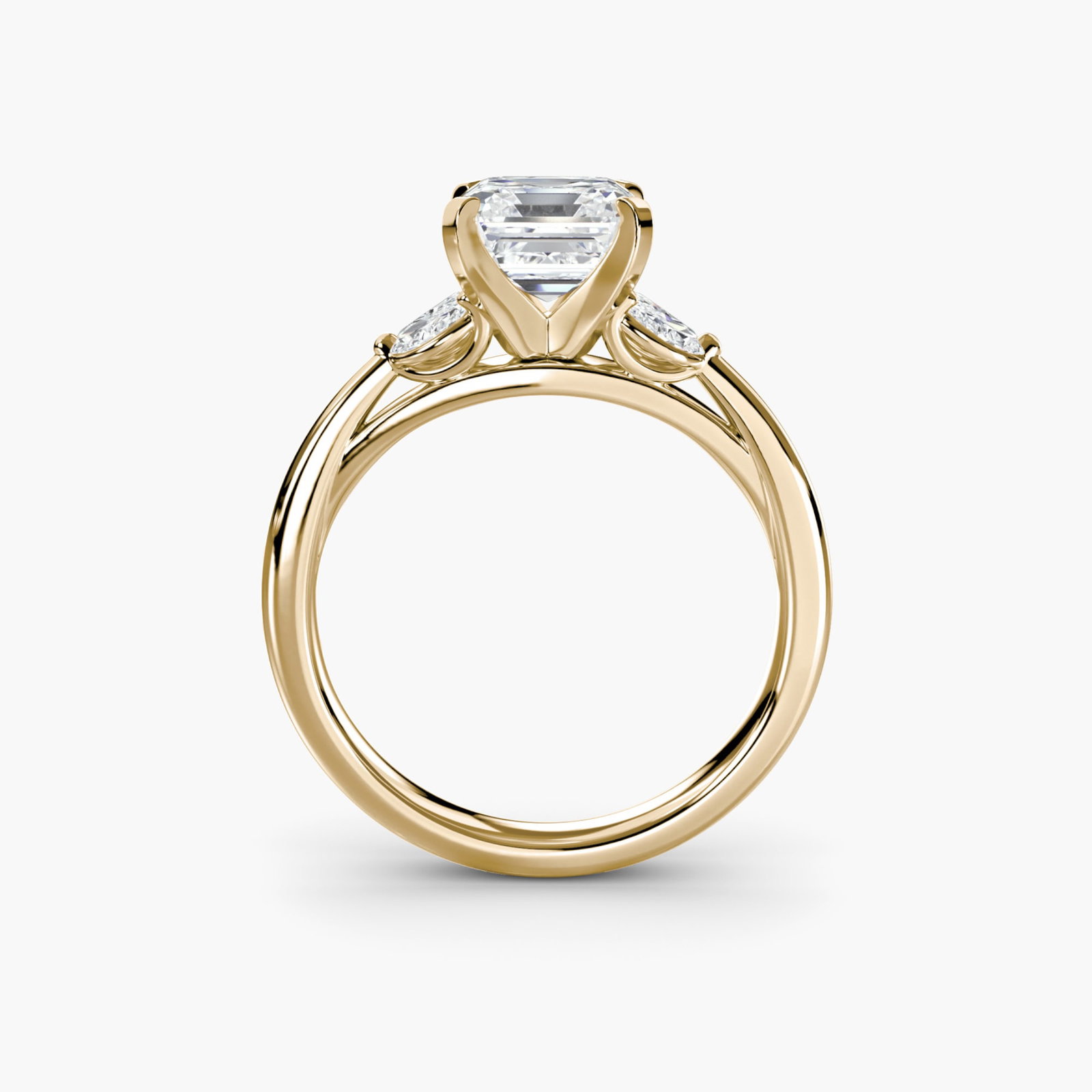 Side Stone Asscher 14Kt Yellow Gold Ring Setting (1 of 5)