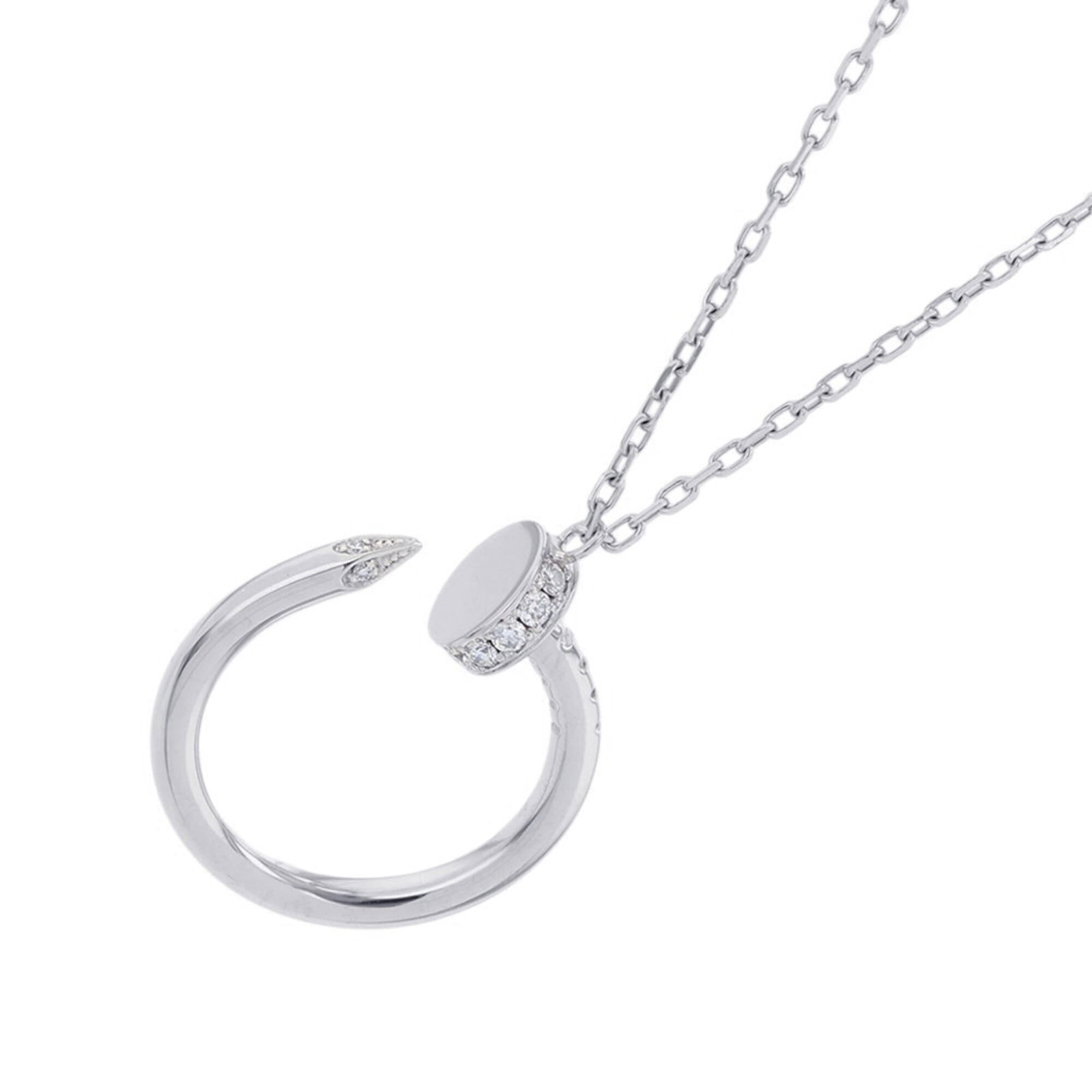Cartier Juste Un Clou Pendant Necklace With 14 Diamonds (0.12Ct Total) In 18K White Gold (B7224891) (1 of 12)