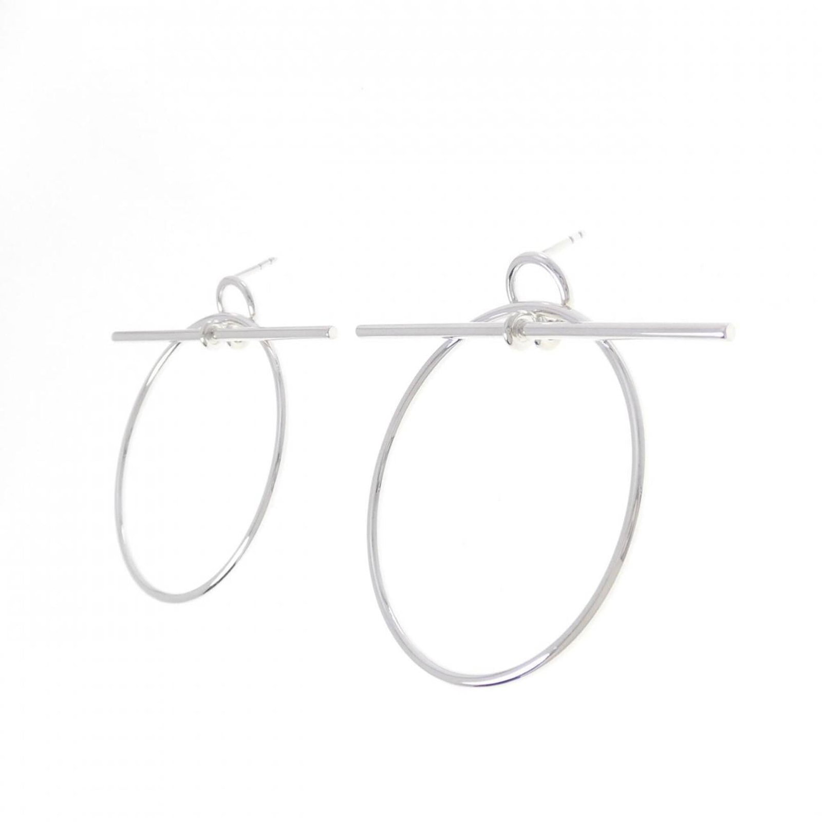 Hermes 925 Silver Earrings Stud - 2