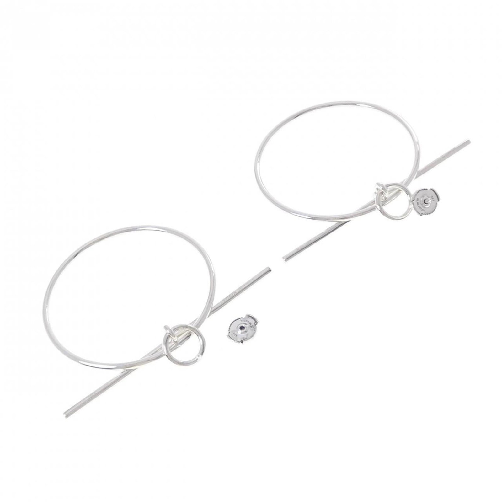 Hermes 925 Silver Earrings Stud - 3
