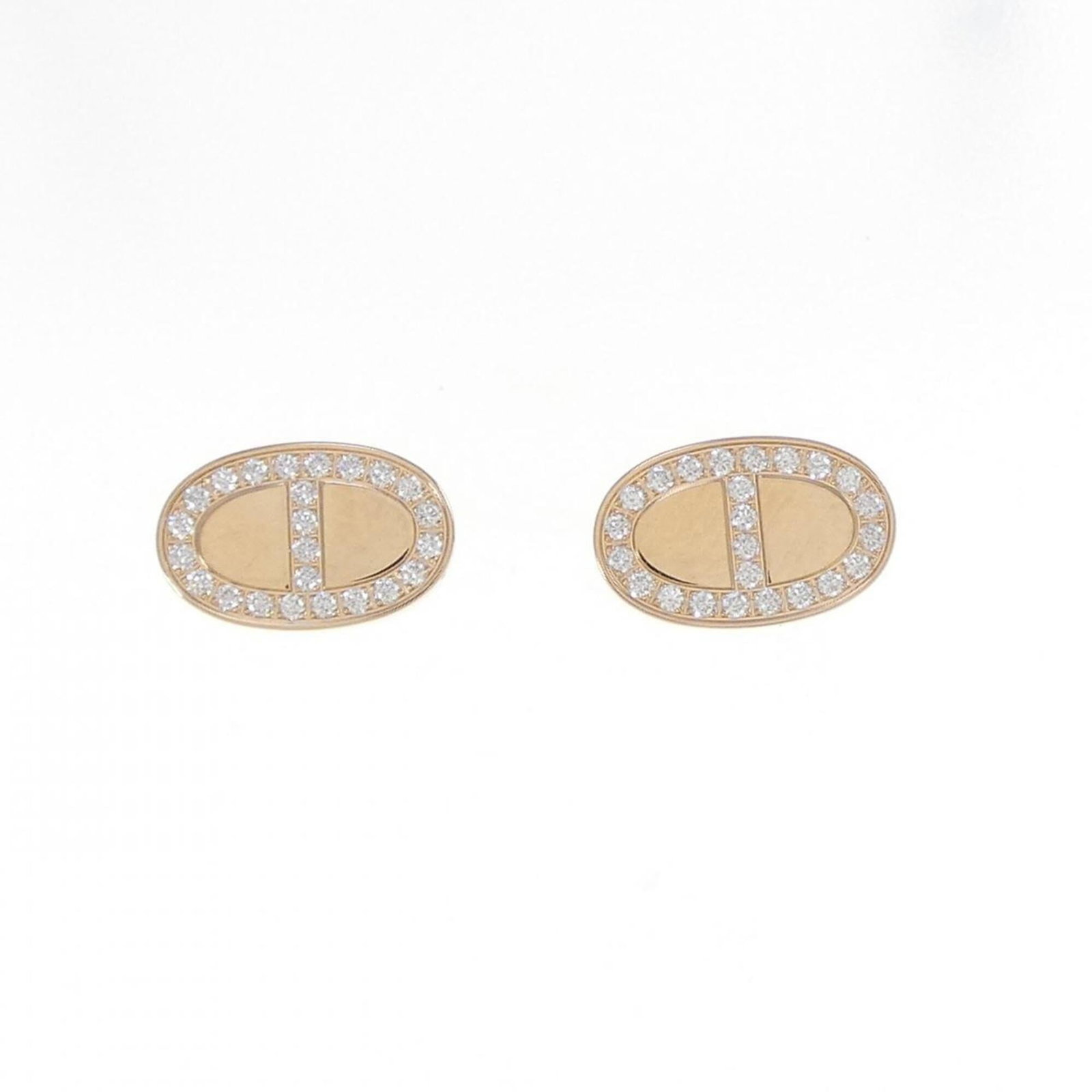 Hermes Stud Earrings Pink Gold (18K): Hermes Stud Earrings Pink Gold (18K) Pink Gold (18K) stud earrings from Hermes feature a 7.00mm x 11.00mm diamond, showcasing its sparkle in pink gold. The earrings are made with 4g / 0.14oz weight an