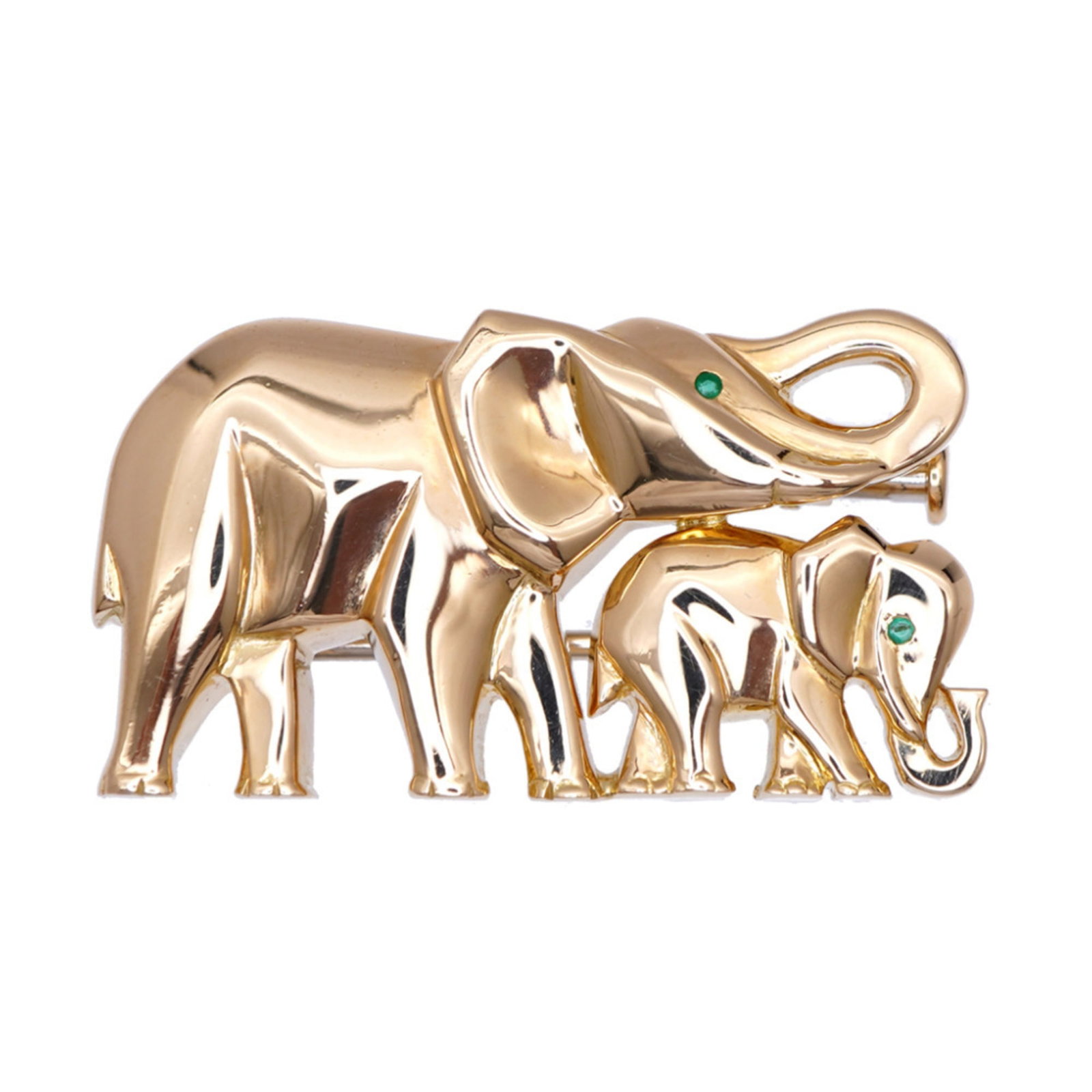 Cartier 18K Yellow Gold Brooch: Cartier 18K Yellow Gold Brooch Cartier's 18K yellow gold brooch boasts an elegant emerald stone, set against a backdrop of refined yellow gold. This beautifully crafted piece measures 17cm x 30cm and