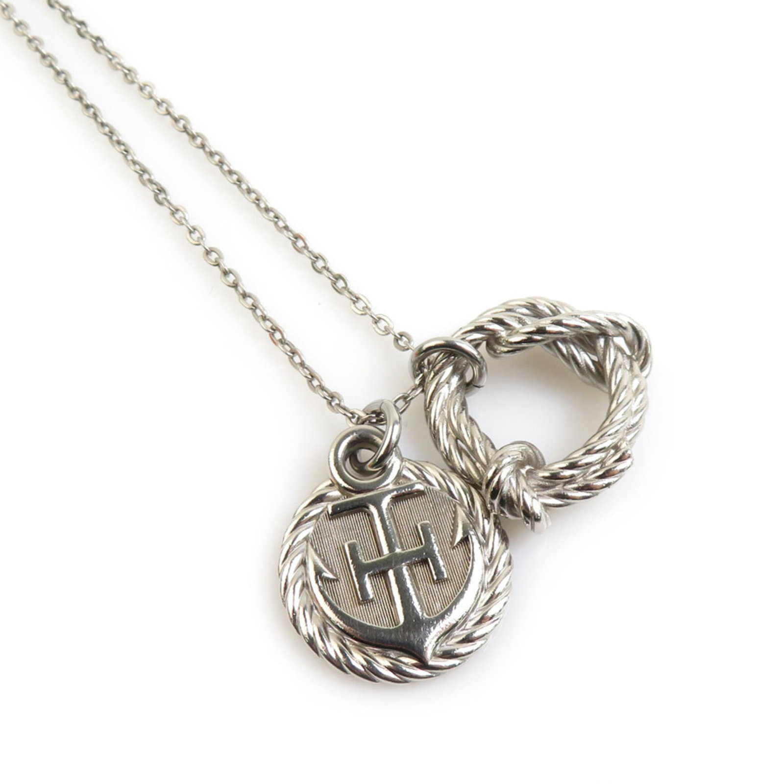 Herms Cortage Silver Women's Rope Necklace Hermes (1 of 5)