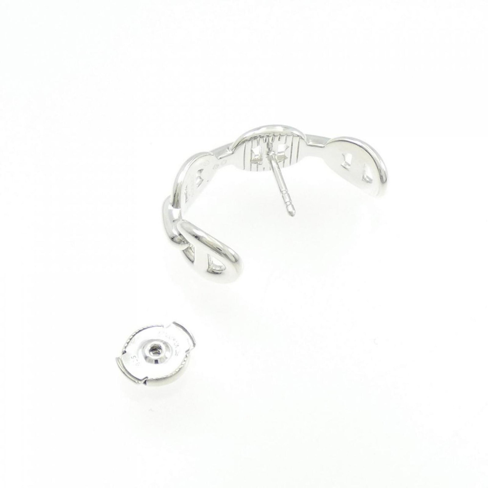 Hermes 925 Silver Earrings Stud - 3