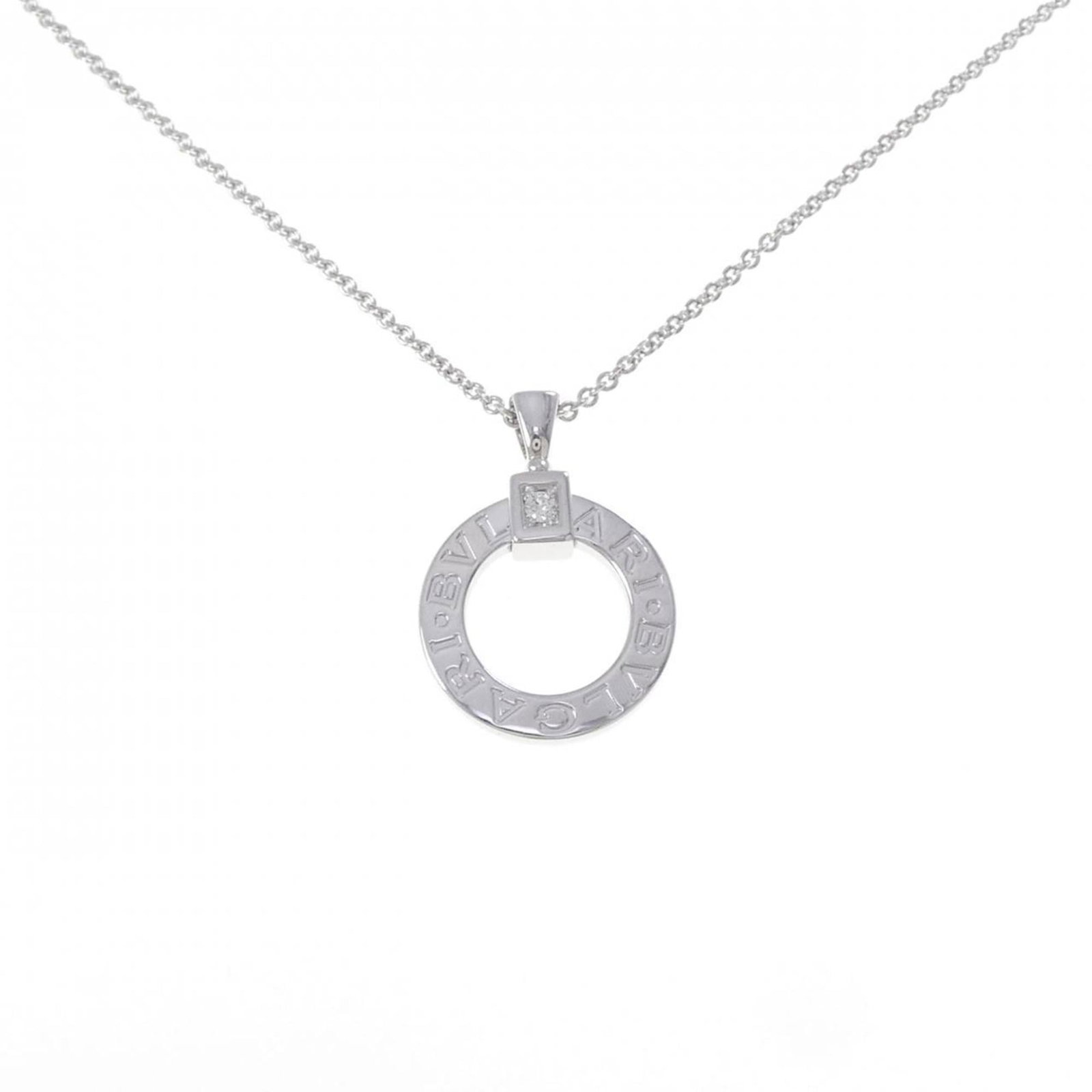 Bvlgari Necklace: Bvlgari Necklace Bvlgari's iconic necklace features a stunning diamond pendant suspended from an 18K white gold chain, available in sizes to fit necks between 14.96'' and 17.71''. The necklace boasts 