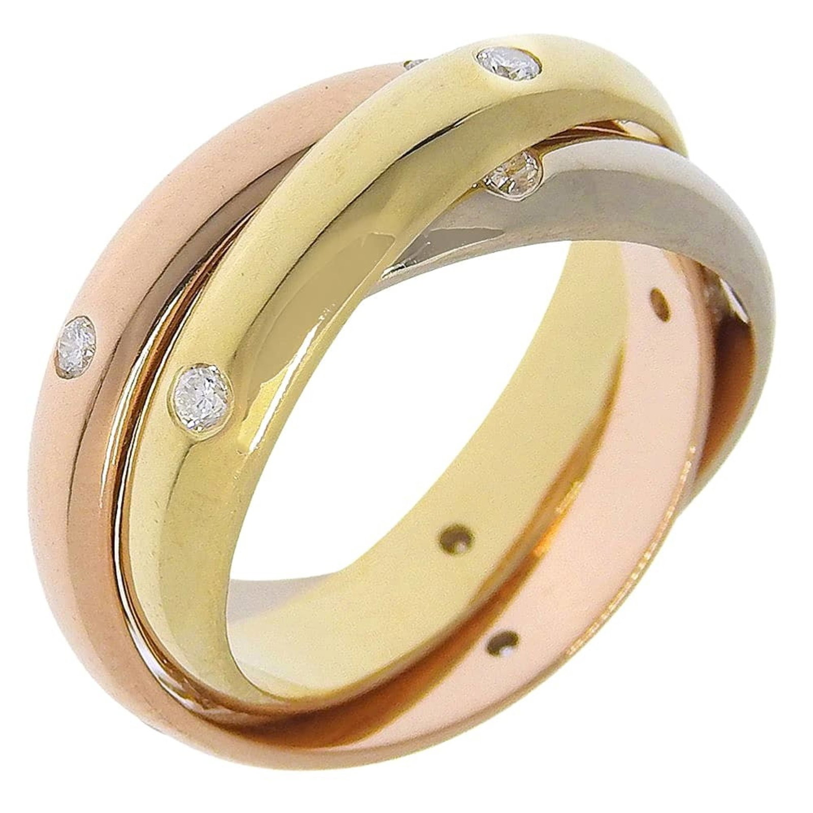 Cartier Pink 18k White 18k Yellow Gold Ring Band: Cartier Pink 18k White 18k Yellow Gold Ring Band Cartier Pink 18k White 18k Yellow Gold Ring Band - A stylish and elegant band featuring pink gold, white gold, and yellow gold in a beautiful combinati