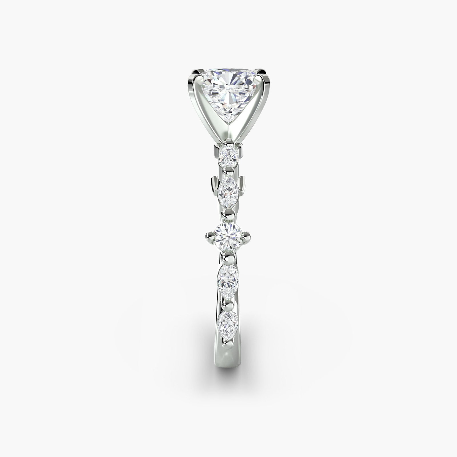 Pave Cushion 950 Platinum Ring Setting - 3