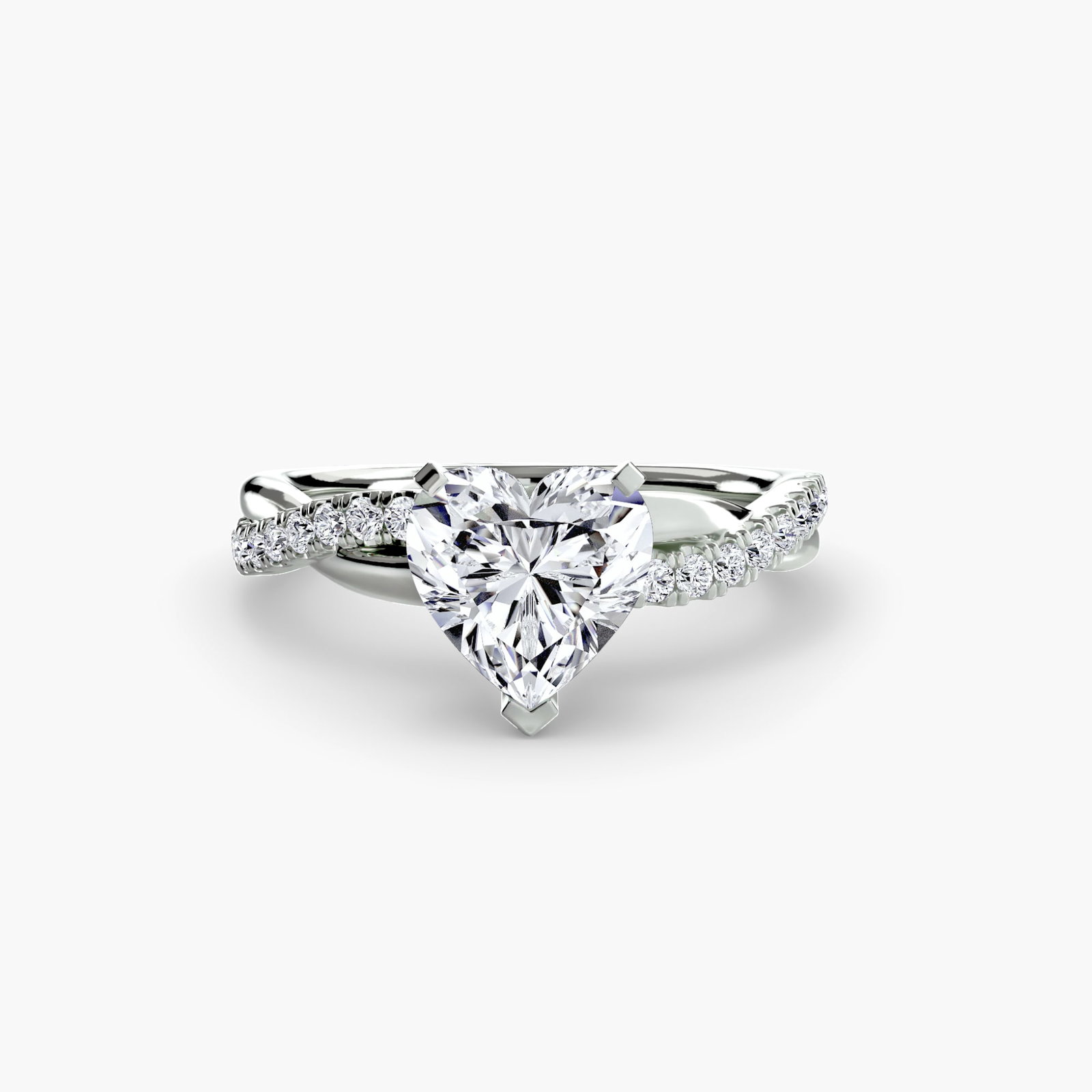 Pave Heart 950 Platinum Ring Setting - 2
