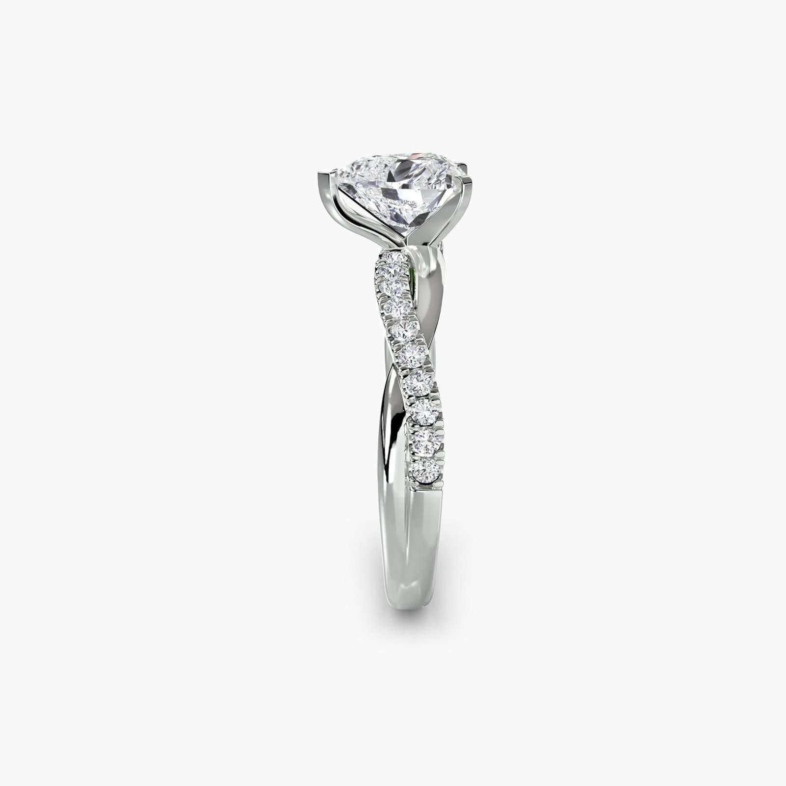Pave Heart 950 Platinum Ring Setting - 3