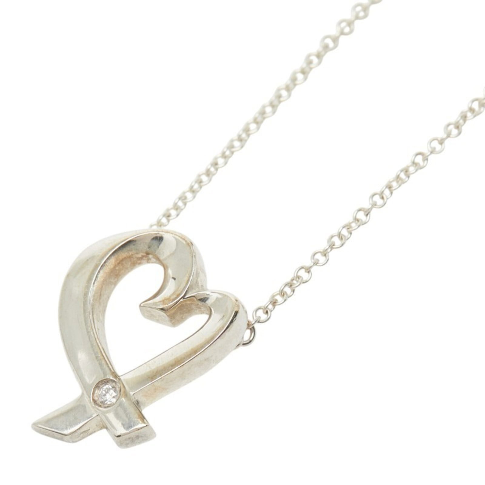 Loving Heart 1P Diamond Necklace Sv925 Silver Women's: Loving Heart 1P Diamond Necklace Sv925 Silver Women's Loving Heart 1P Diamond Necklace in sterling silver, featuring a 14.9mm x 12.1mm pendant with a 41.5 cm / 16.33'' adjustable neck circumference, b