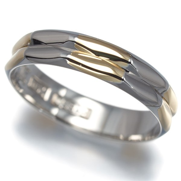 Celine Ring Wedding Band Bicolor Us5-5.25 Pt 850/ 18K Yg (1 of 4)