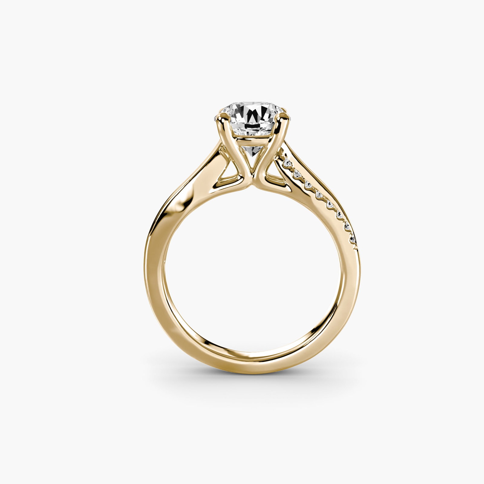 Pave Round 18Kt Yellow Gold Ring Setting (1 of 5)
