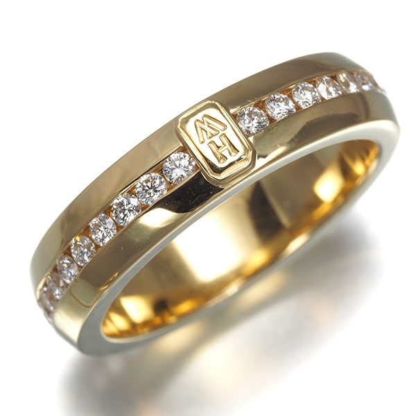Harry Winston Diamond Ring Hw Logo Full Eternity Us6.5 18K: Harry Winston Diamond Ring Hw Logo Full Eternity Us6.5 18K Yellow gold HARRY WINSTON Diamond Ring US6.5 features the iconic HW logo and a natural diamond, set in an 18K band. This full eternity ring s