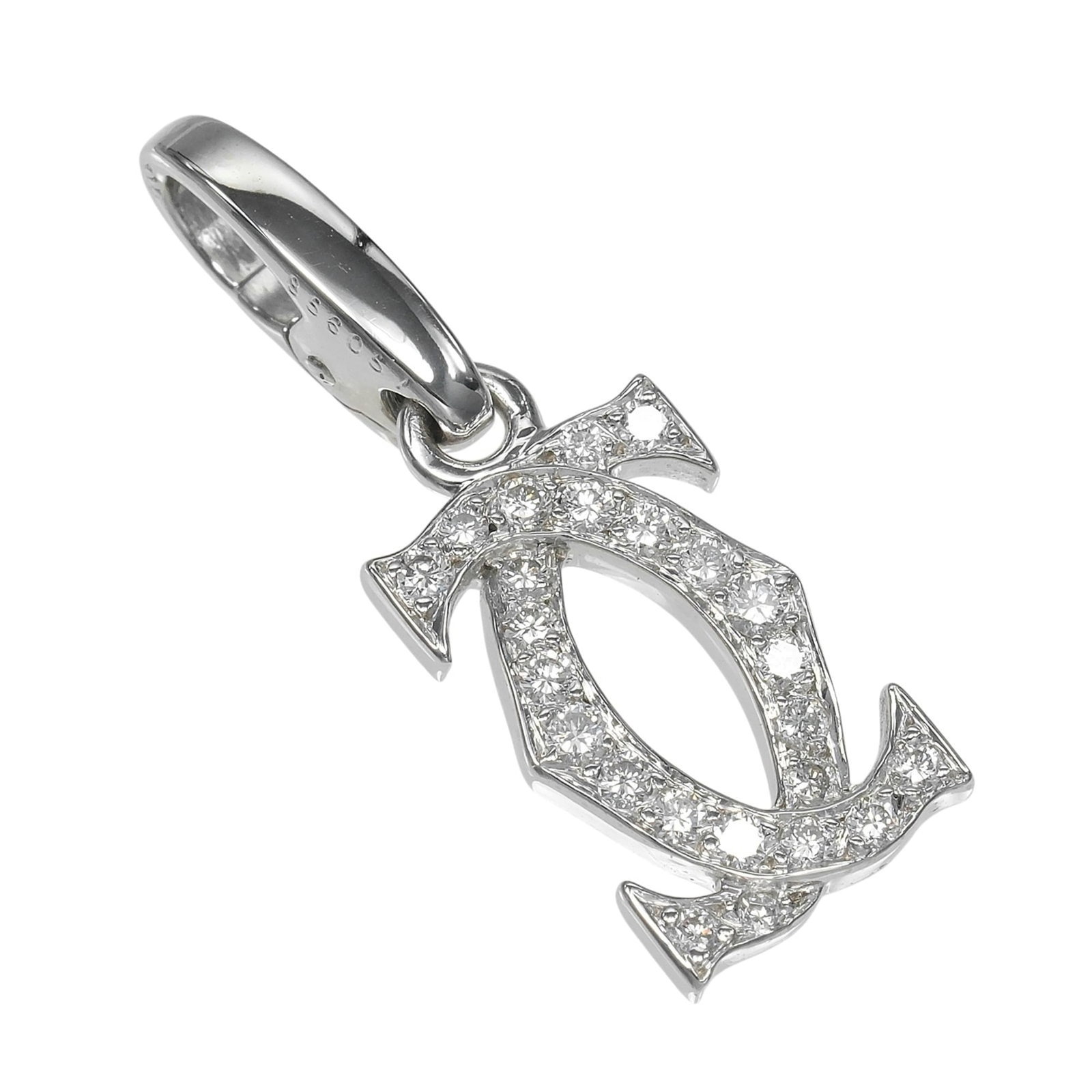 Cartier 2C Charm Pendant Top 18K White Gold Diamond Approx. 2.12G Cartier: Cartier 2C Charm Pendant Top 18K White Gold Diamond Approx. 2.12G Cartier Cartier's 2C Charm Pendant shines in its top 18K white gold setting, adorned with an impressive diamond weighing approximately