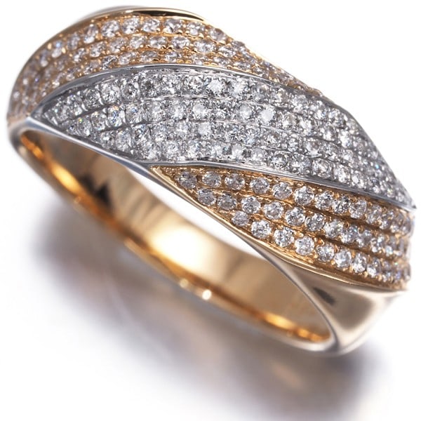 Diamond 0.62Ct Paved Bicolor Ring 18K 750 Rose Gold/ Wg (1 of 5)