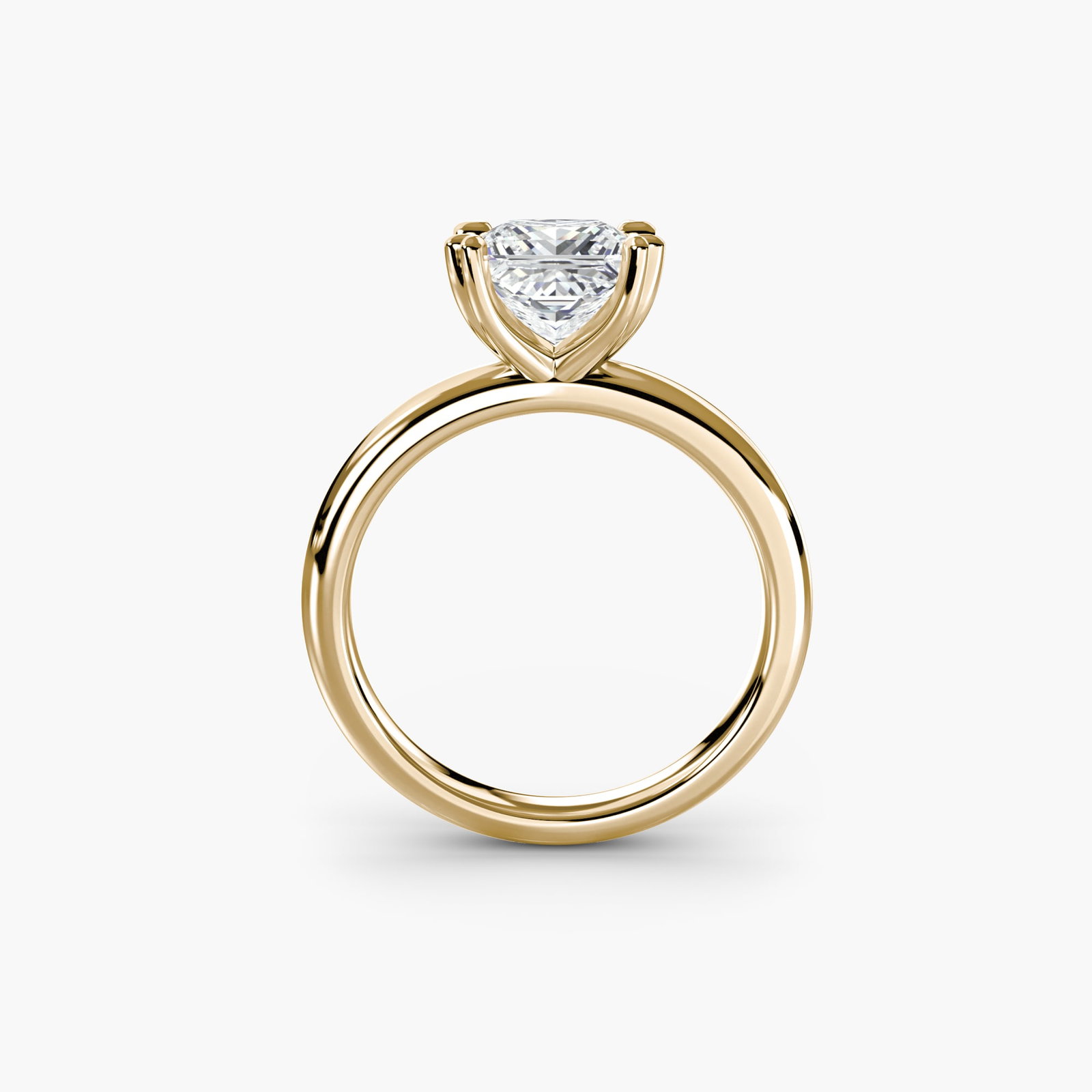 Solitaire Princess 18Kt Yellow Gold Ring Setting: Solitaire Princess 18Kt Yellow Gold Ring Setting 18Kt Yellow Gold Princess Ring Setting for the perfect diamond. This stunning ring setting features a princess cut metal design, measuring 2.4mm in wid