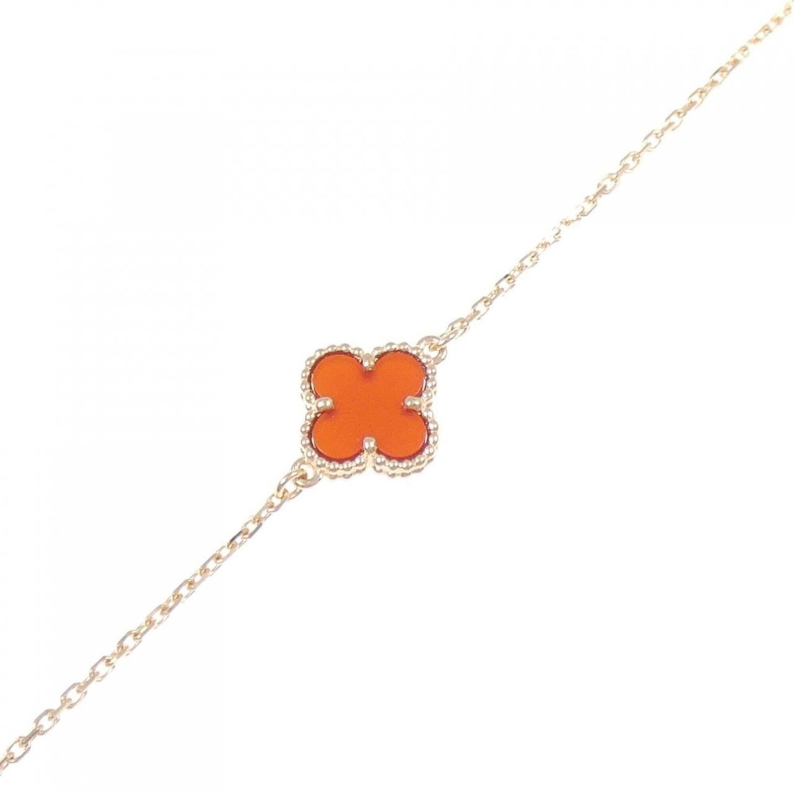 Charm Bracelet in Pink Gold by Van Cleef & Arpels: Charm Bracelet in Pink Gold by Van Cleef & Arpels Pink Gold Charm Bracelet by Van Cleef & Arpels, featuring a delicate pink gold charm bracelet with a length of 17.5cm / 6.88''. This used item boasts