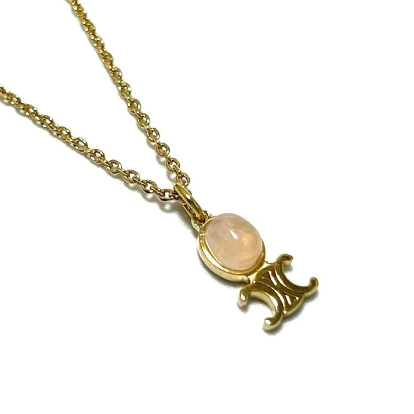 Celine Women'S Trinoff Pendant Necklace Rose Quartz: Celine Women'S Trinoff Pendant Necklace Rose Quartz Gold Celine Women's Trinoff Pendant Necklace in Mint Condition. This rose quartz pendant necklace features the iconic Celine design, crafted from