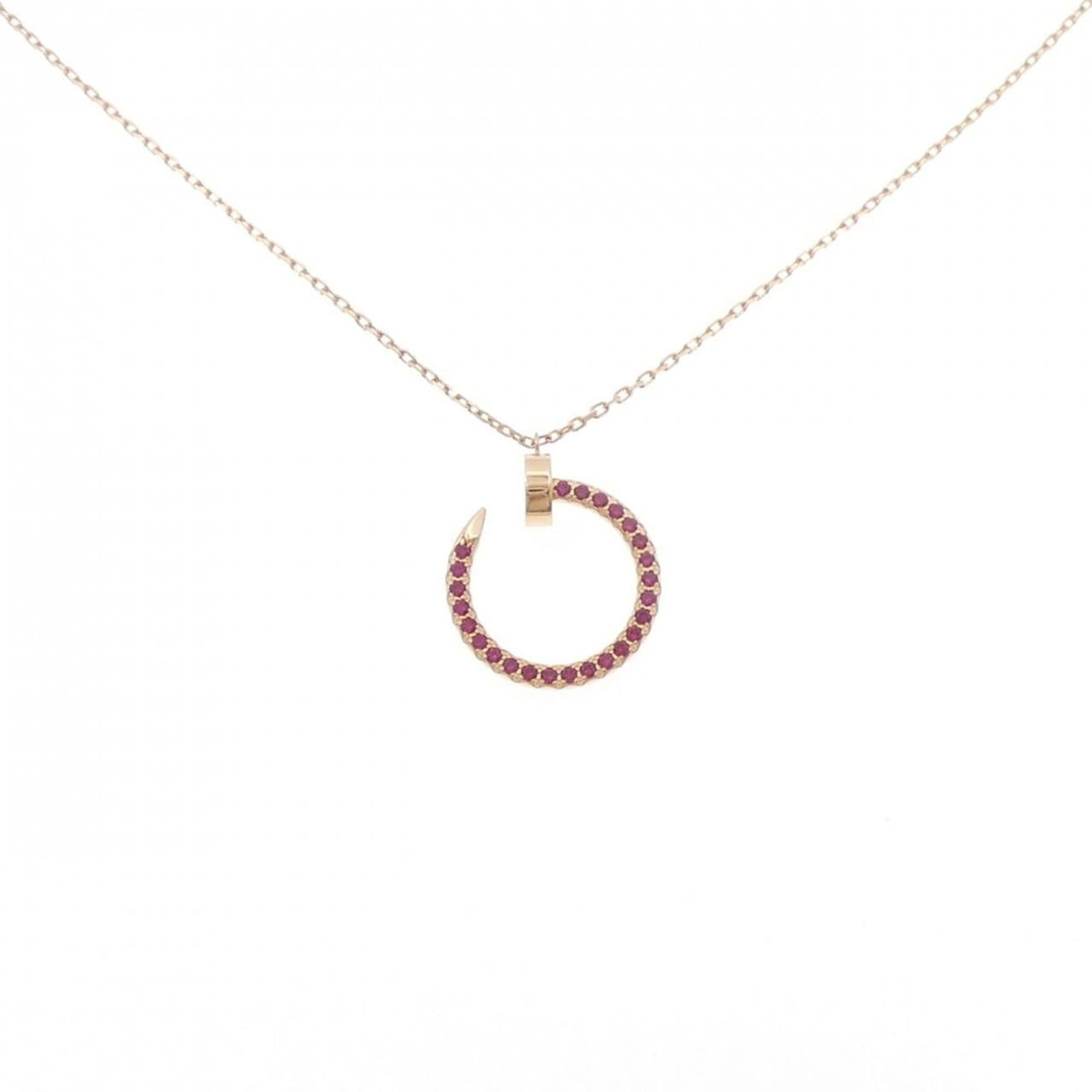 Clou Juste Cartier Necklace: Clou Juste Cartier Necklace Pink gold (18K) Cartier necklace featuring a stunning ruby pendant, weighing 5.2g and measuring 20.5mm x 18.5mm. The necklace boasts a classic design with a 39 cm - 41 cm