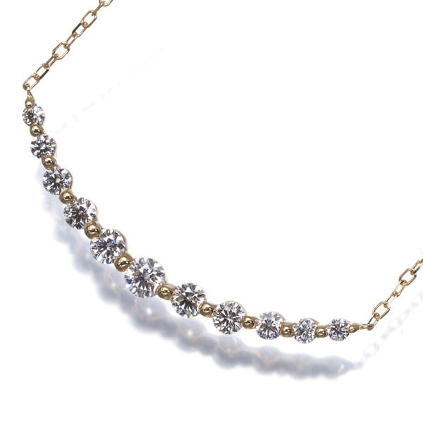 Diamond 0.50Ct Line 11P Necklace 18K 750 Yellow Gold: Diamond 0.50Ct Line 11P Necklace 18K 750 Yellow Gold Yellow Gold Diamond Necklace with Natural 0.50Ct Line 11P Diamond Pendant, crafted in 18K 750 Yellow Gold. This necklace showcases a natural
