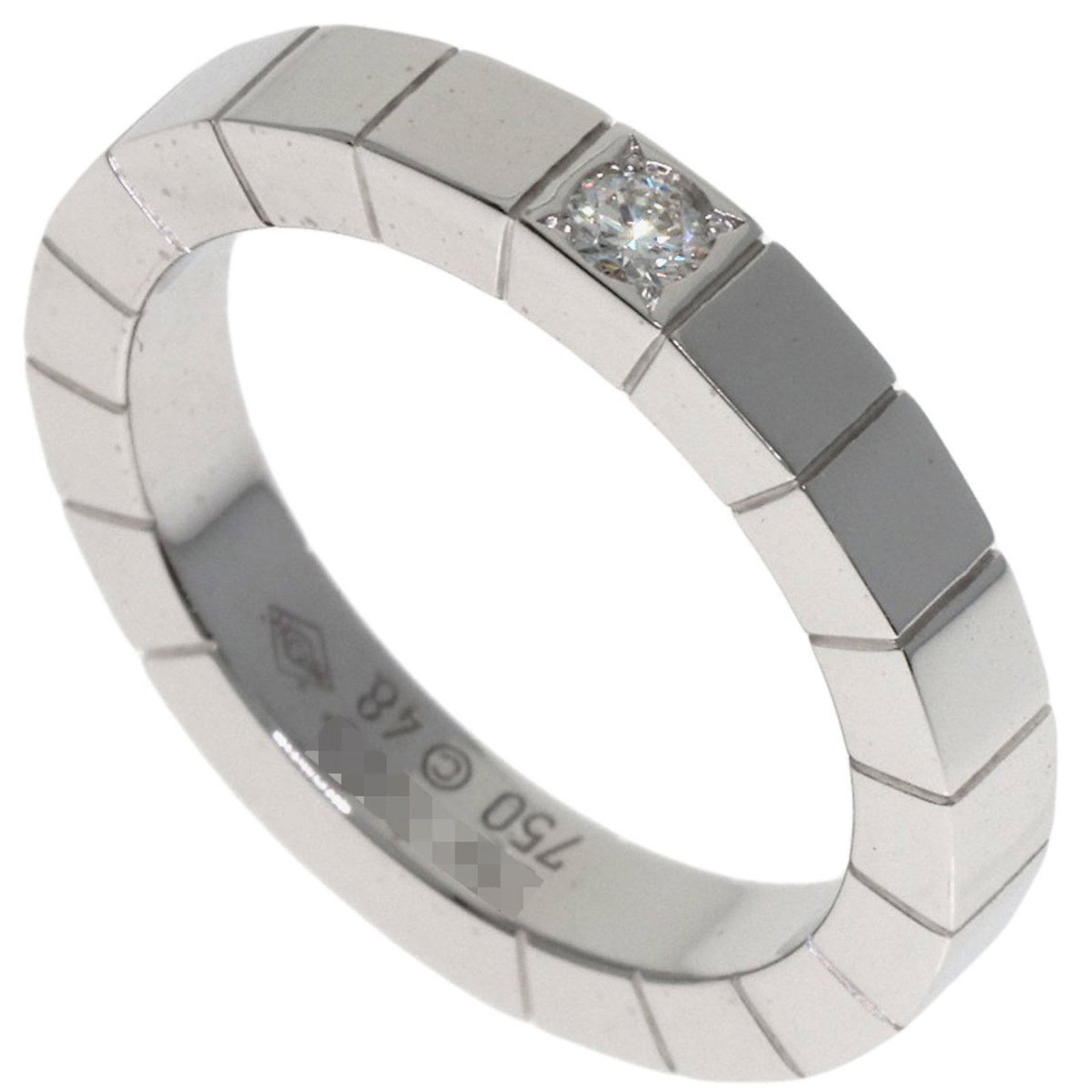 White Gold Cartier Band Ring 18K: White Gold Cartier Band Ring 18K 18K White Gold Cartier Band Ring for Women, featuring a diamond stone and sleek design. This used band ring boasts a classic look with subtle signs of wear, adding to 