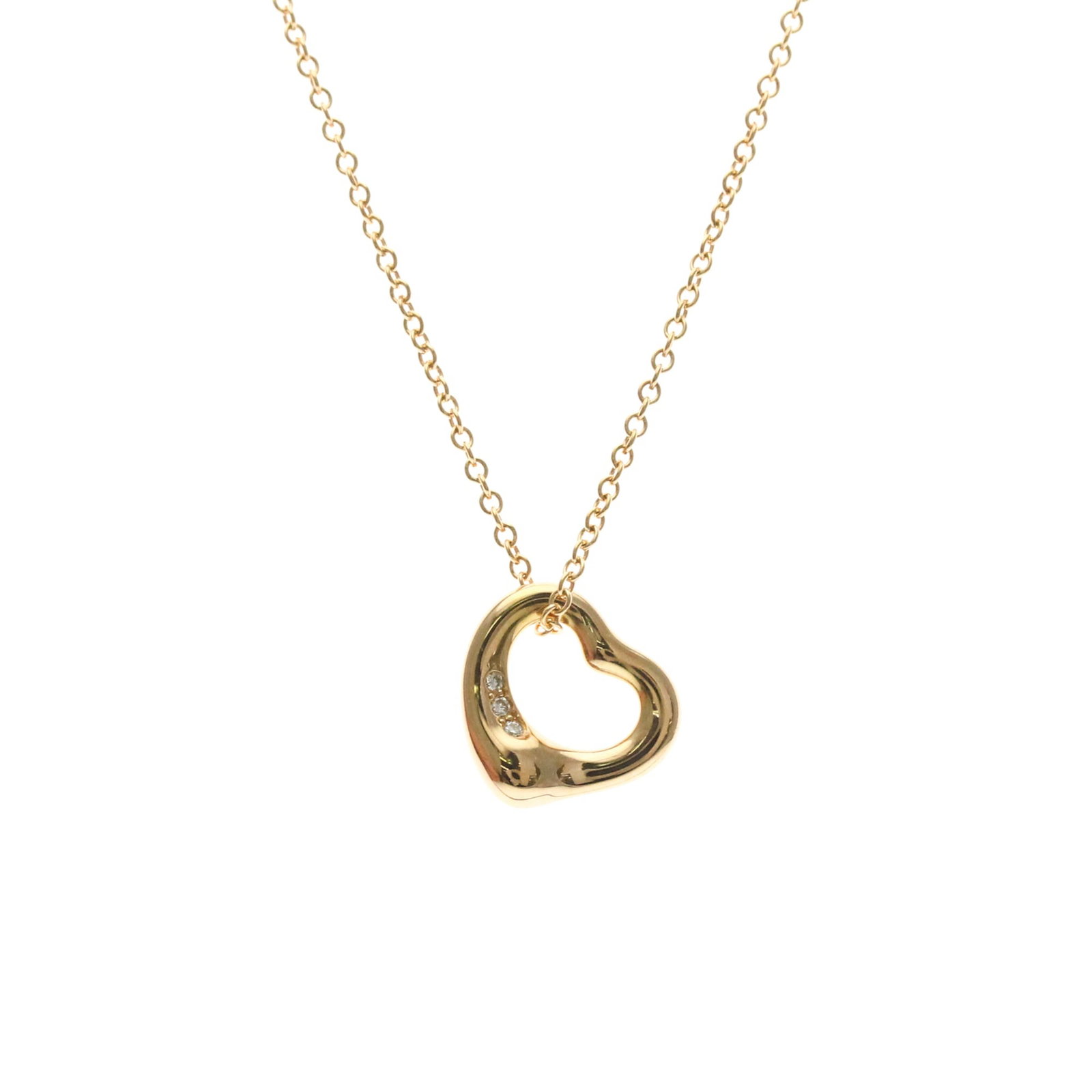 Tiffany Open Heart Pink Gold (18K) No Stone Menwomen Fashion Pendant Necklace (Pink Gold): Tiffany Open Heart Pink Gold (18K) No Stone Menwomen Fashion Pendant Necklace (Pink Gold) Pink Gold (18K) pendant necklace with an open heart design, crafted in 18K pink gold and measuring 11mm x 11mm