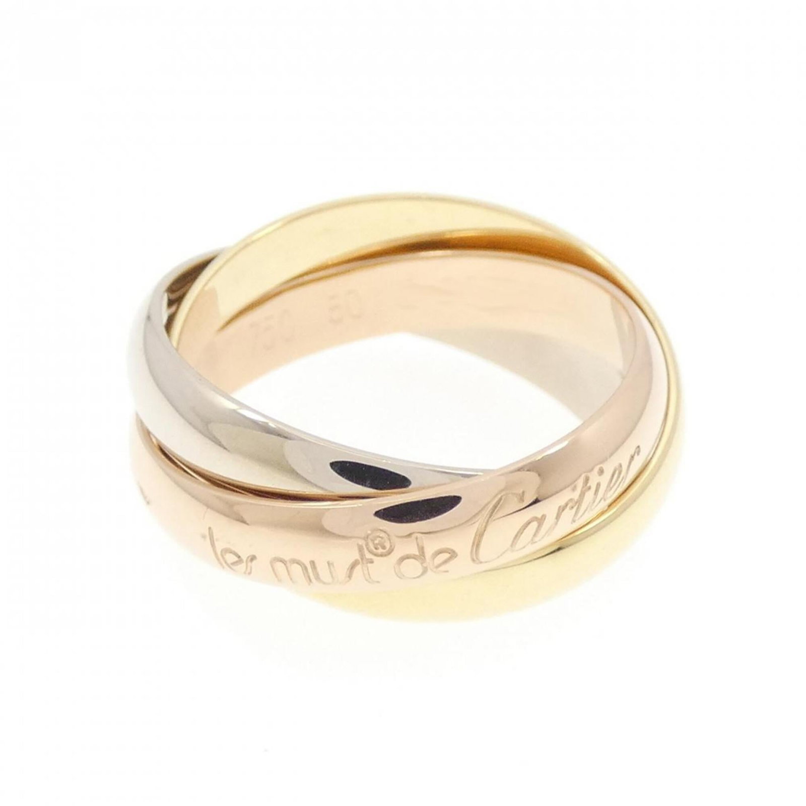 Cartier Pink 18k White 18k Yellow Gold Ring Band: Cartier Pink 18k White 18k Yellow Gold Ring Band Pink Gold (18K) and White Gold (18K) intertwined in a beautiful 18k Yellow Gold band, adding a touch of elegance to any outfit. This Cartier ring band