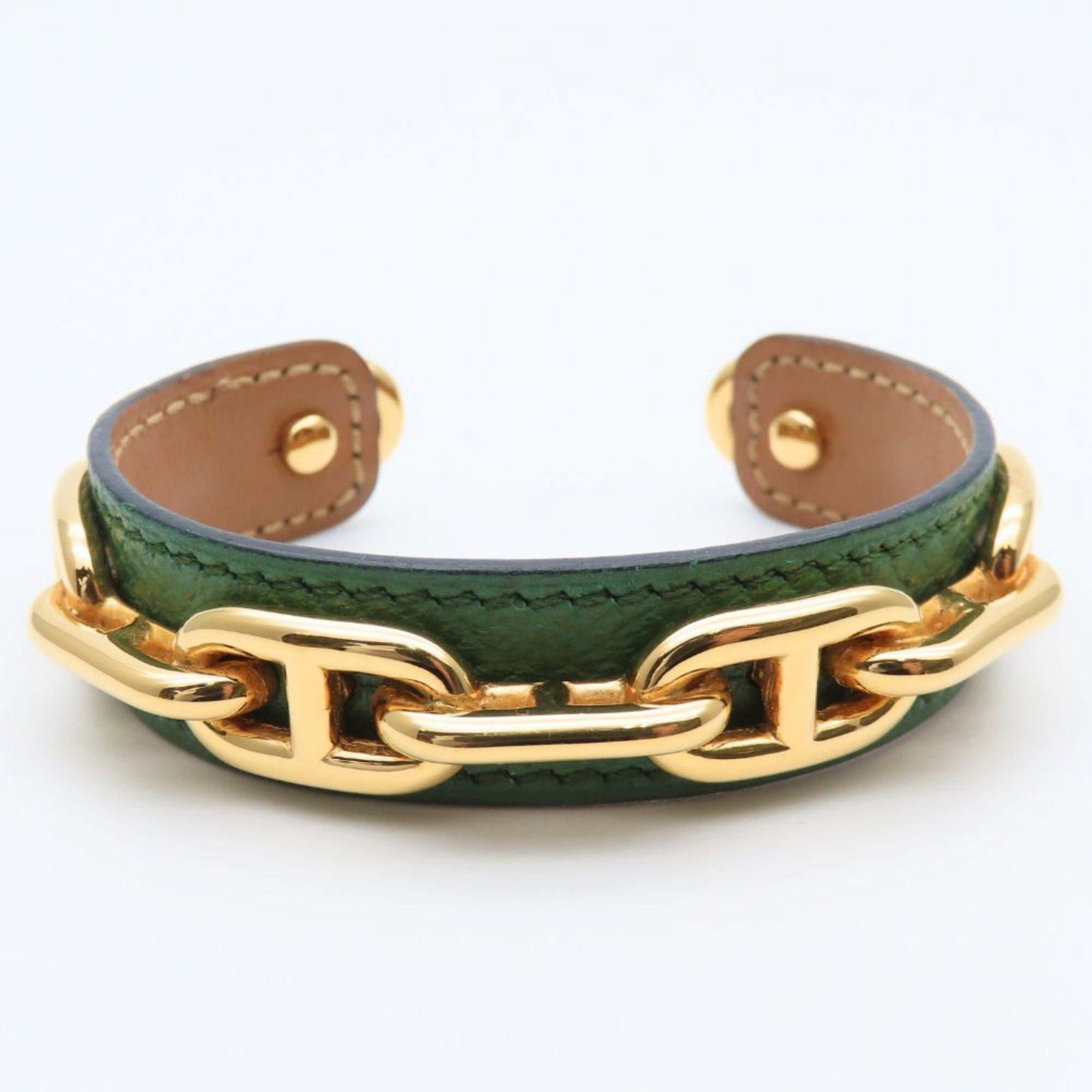 Metal leather bangle Hermes - 2