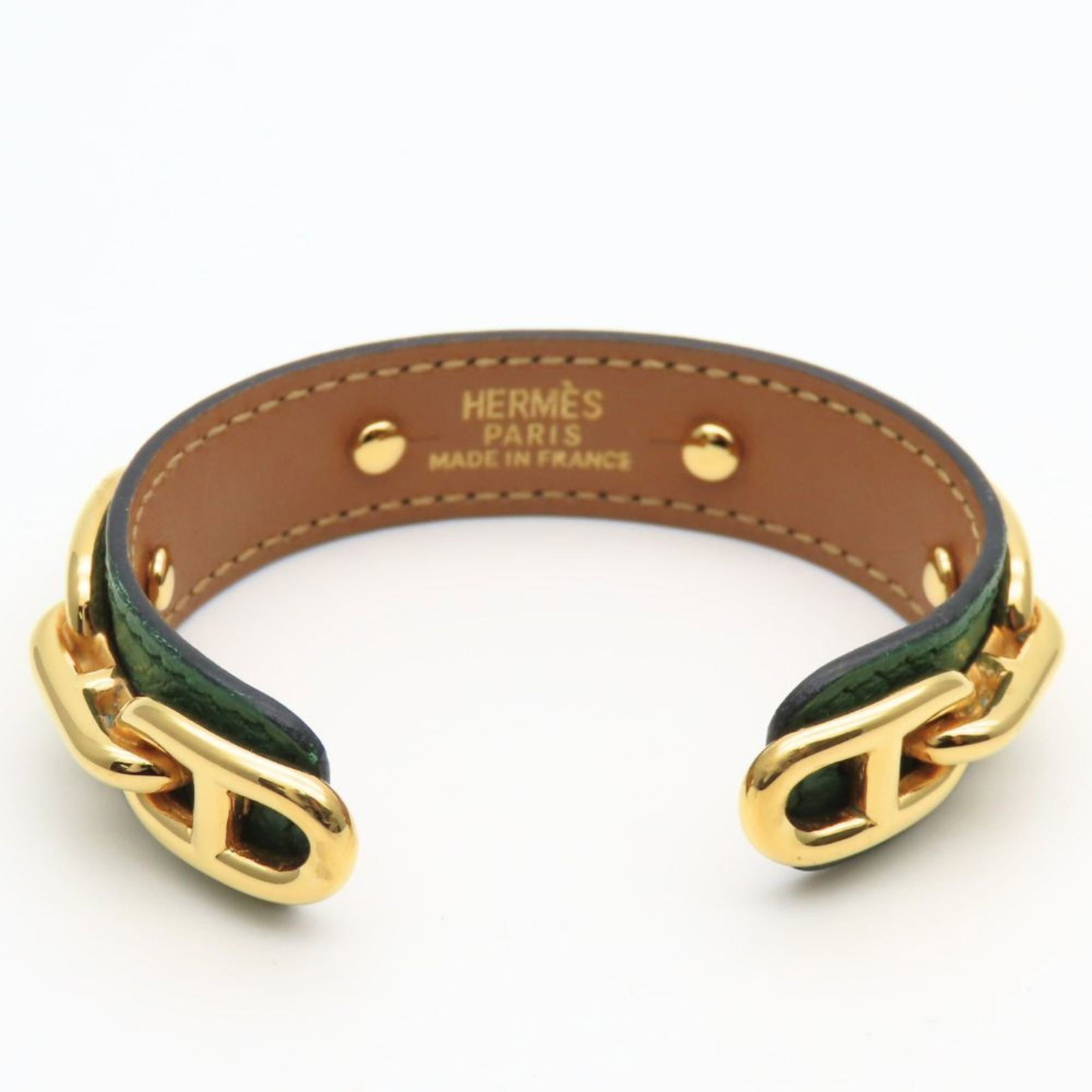 Metal leather bangle Hermes - 4