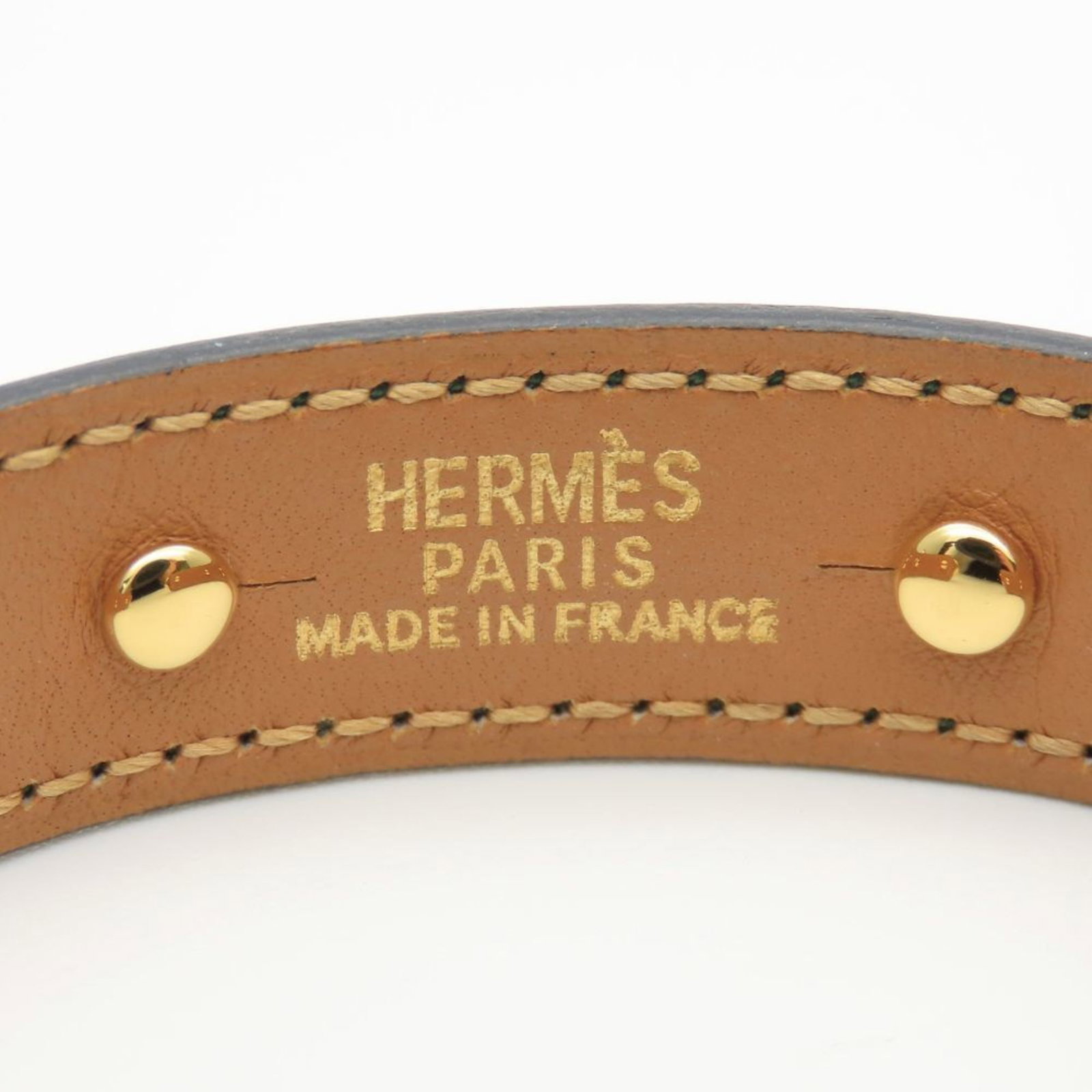Metal leather bangle Hermes - 5