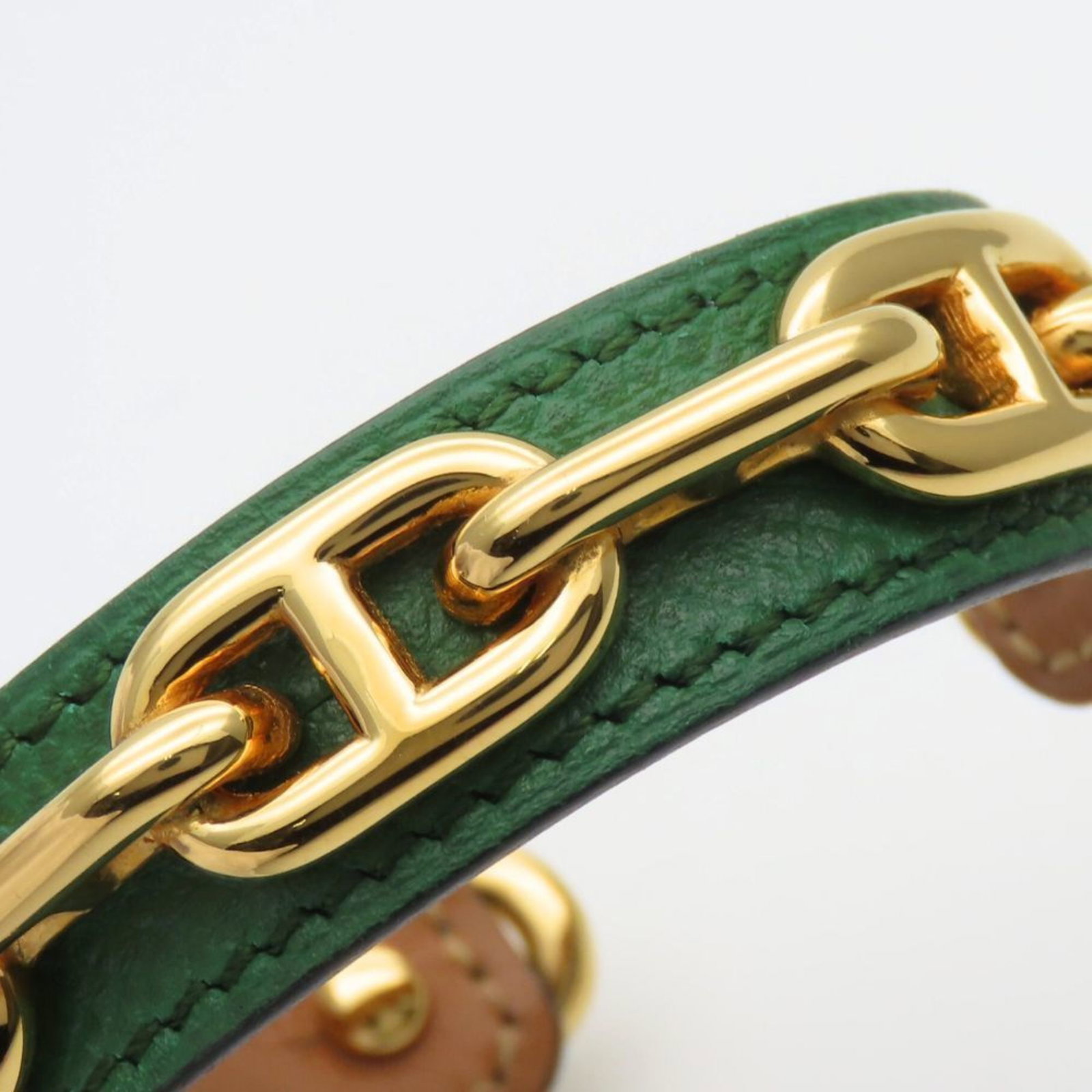 Metal leather bangle Hermes - 8