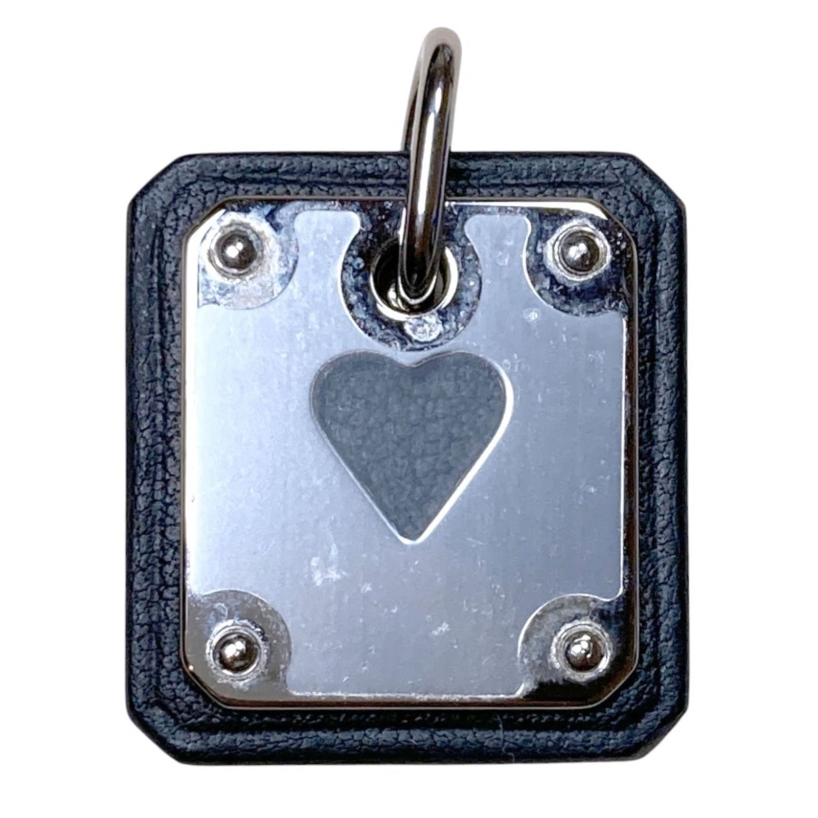 Hermes As De Coeur Pm Heart Motif Gp X Leather Pendant Top Black Silver Color Women'S: Hermes As De Coeur Pm Heart Motif Gp X Leather Pendant Top Black Silver Color Women'S The Hermes As De Coeur Pm Heart Motif Gp X Leather Pendant Top Black Silver Color Women's features a striking blac